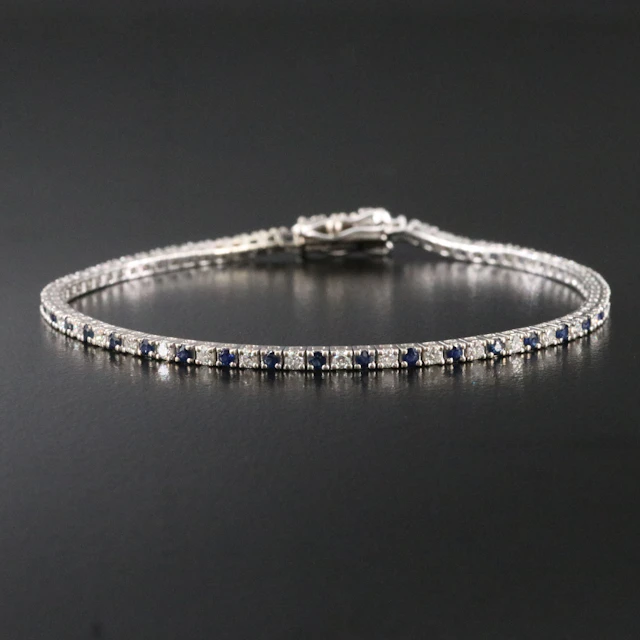 14K Sapphire and Diamond Line Bracelet