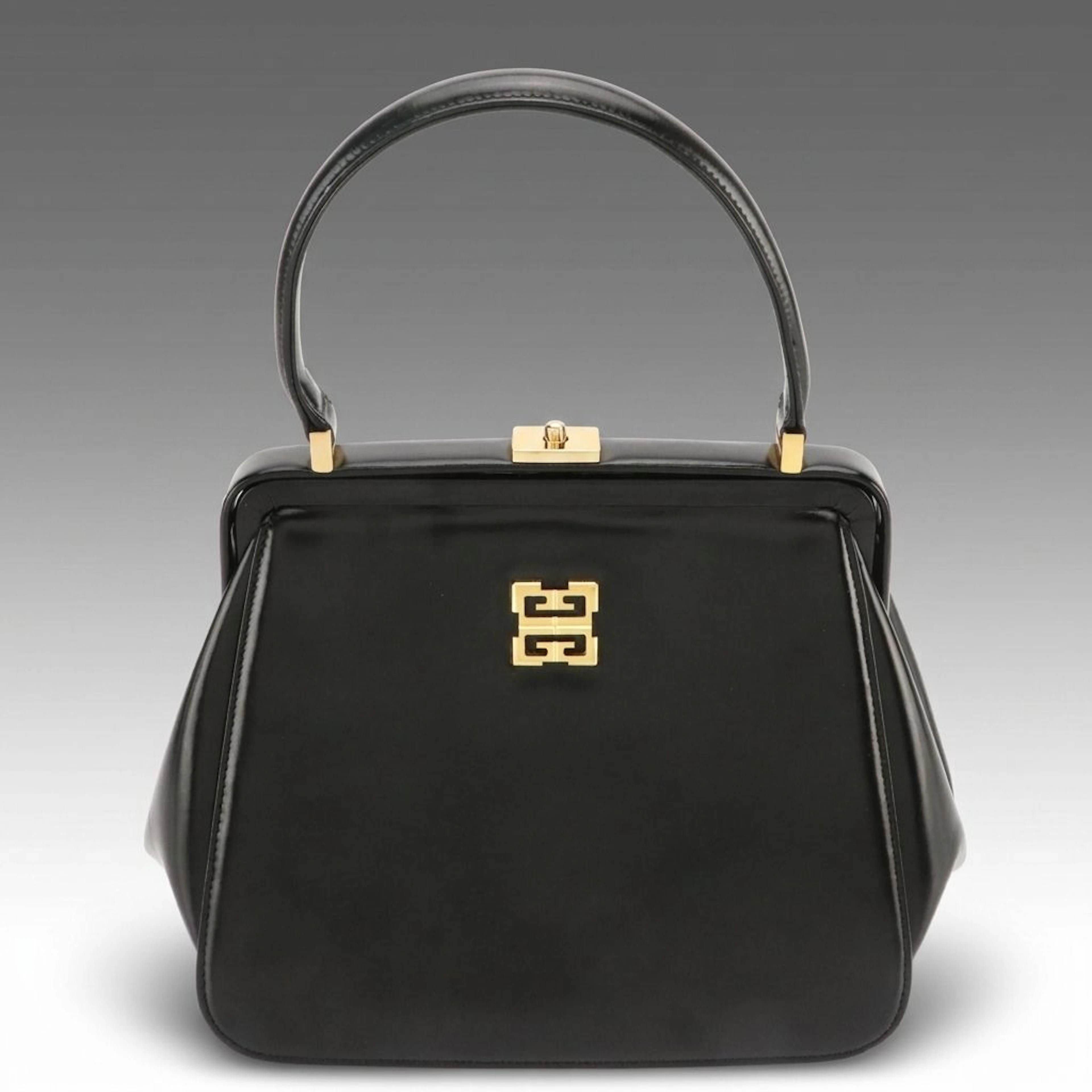 Givenchy Framed Top Handle Bag in Black Leather