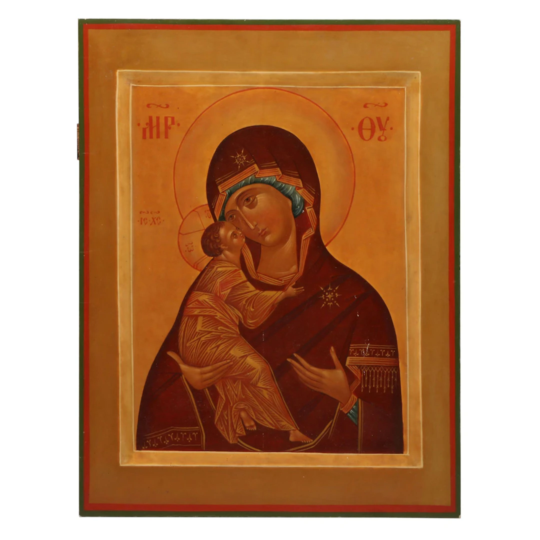 Orthodox Christian Virgin of Vladimir Icon, 20th Century