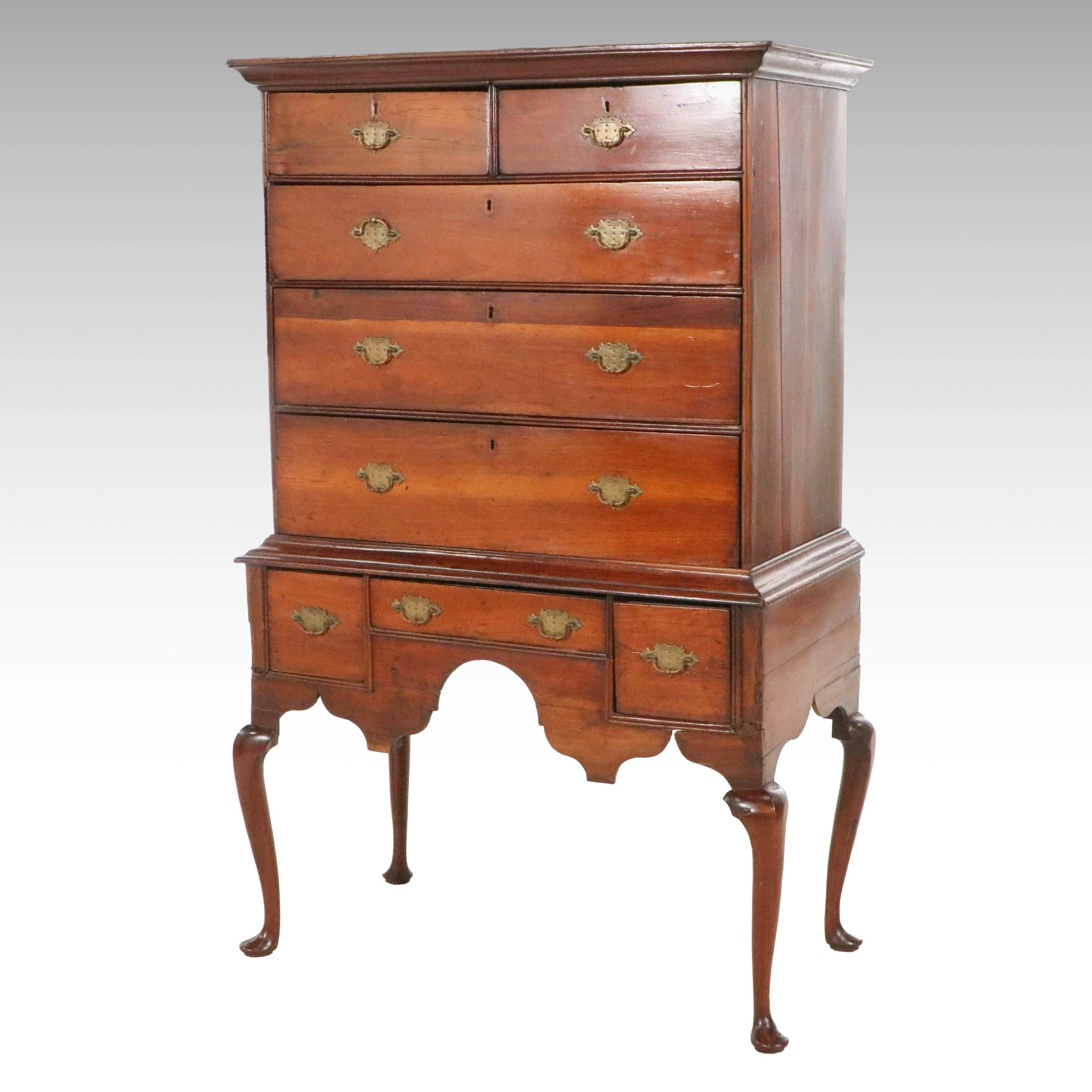 Antique Queen Anne Style High Chest of Drawers, 18th/19th Century