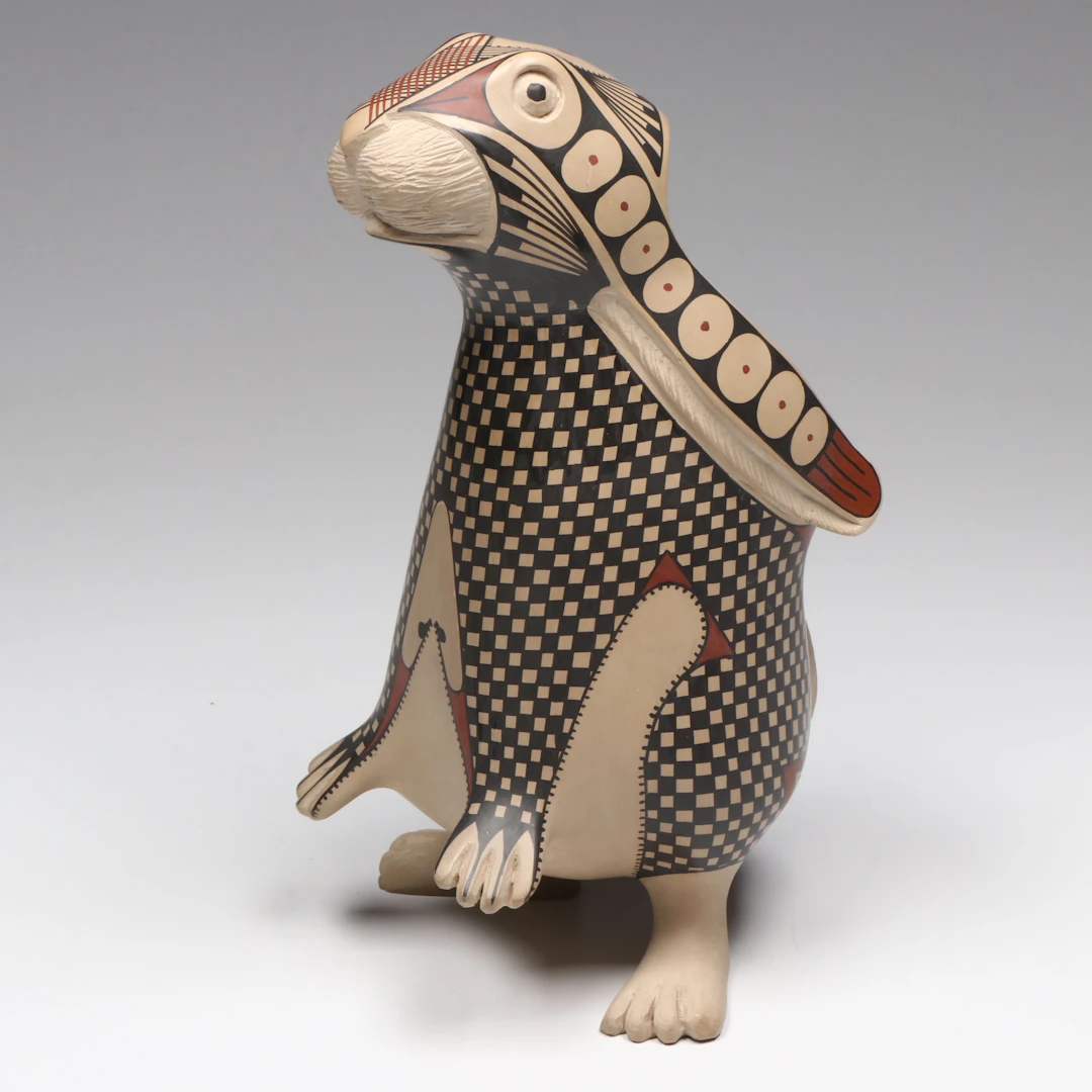 Nicolas Ortiz Mata Ortiz Polychrome Pottery Rabbit Vase