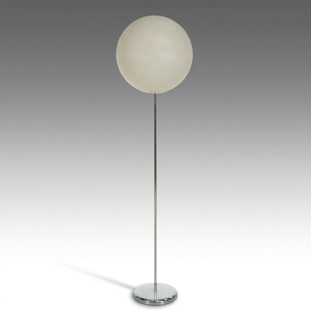 Mid Century Modern "Lollipop" Style Chrome Floor Lamp, Style of Robert Sonneman