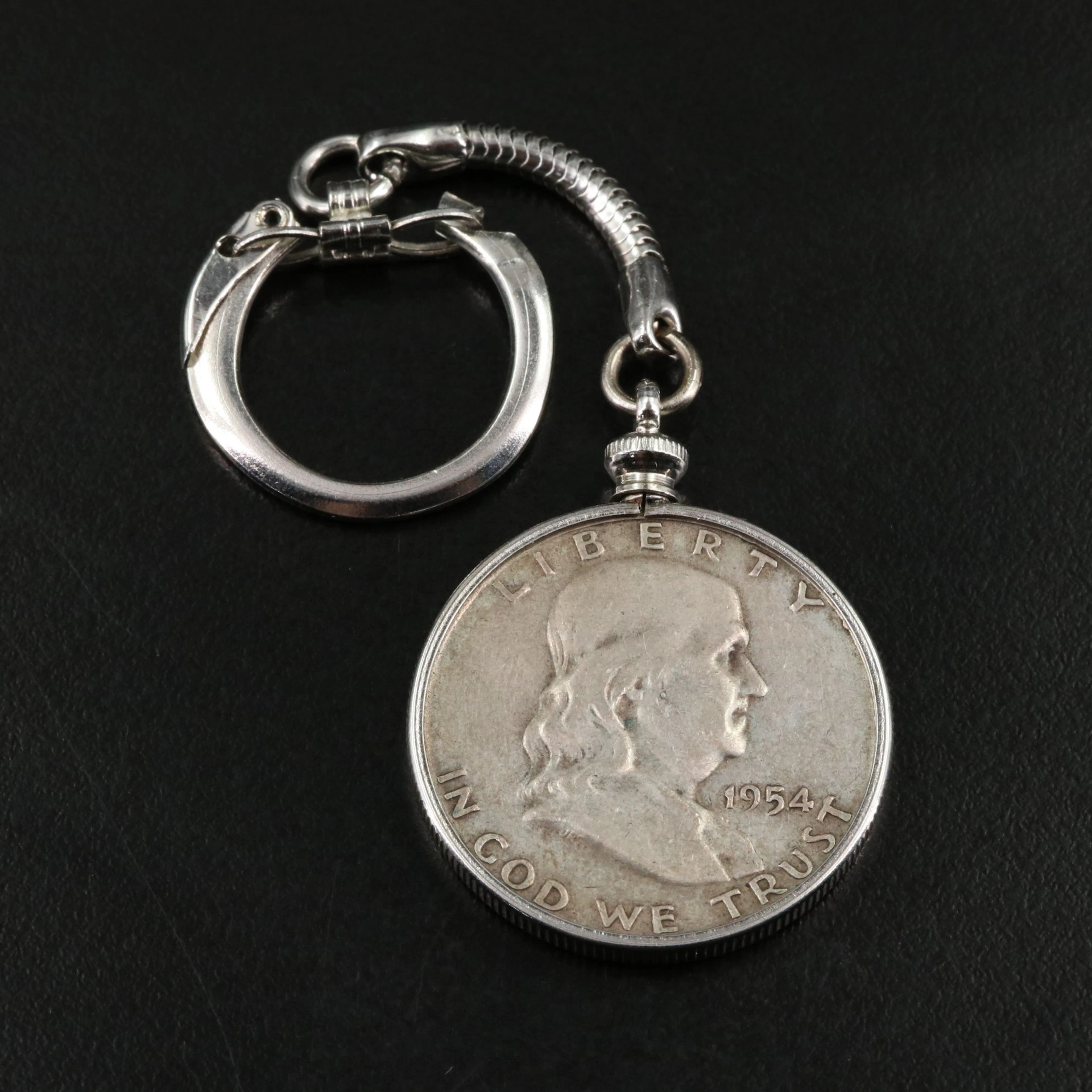1954-D Franklin Half Dollar in a Key Chain