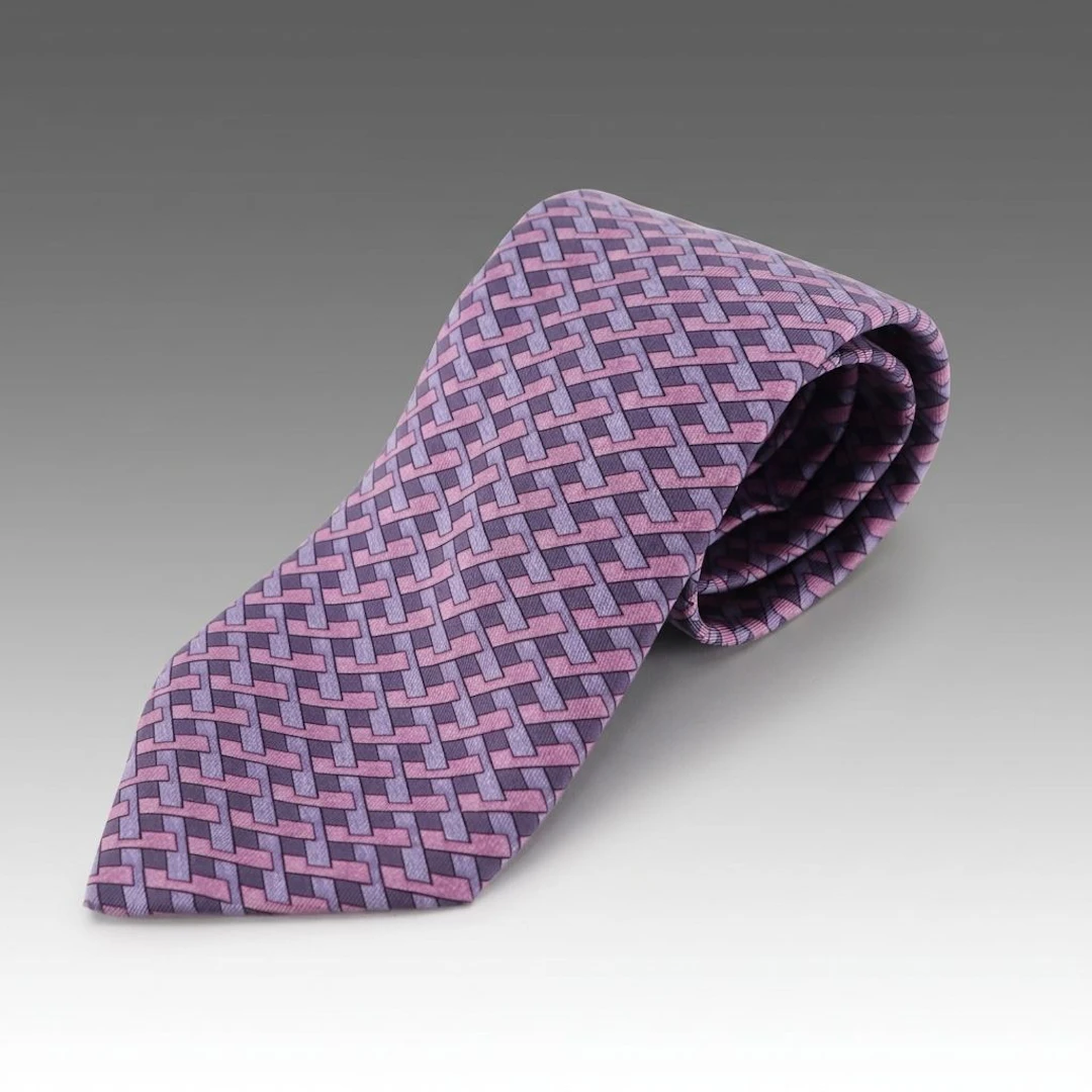 Hermès Geometric H Pattern Necktie in Silk Twill