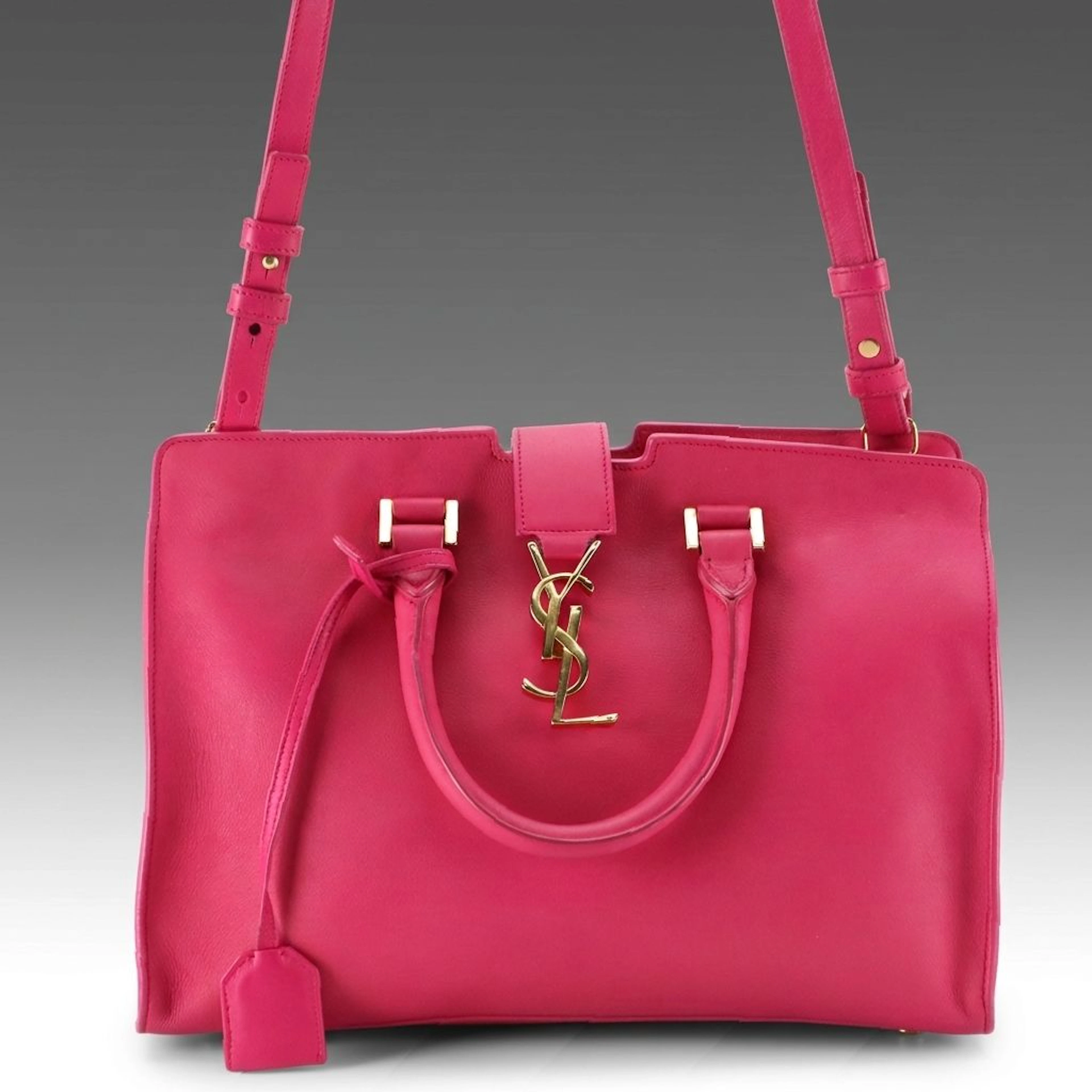 Saint Laurent Small Classic Y Cabas Two-Way Bag in Pink Calfskin Leather