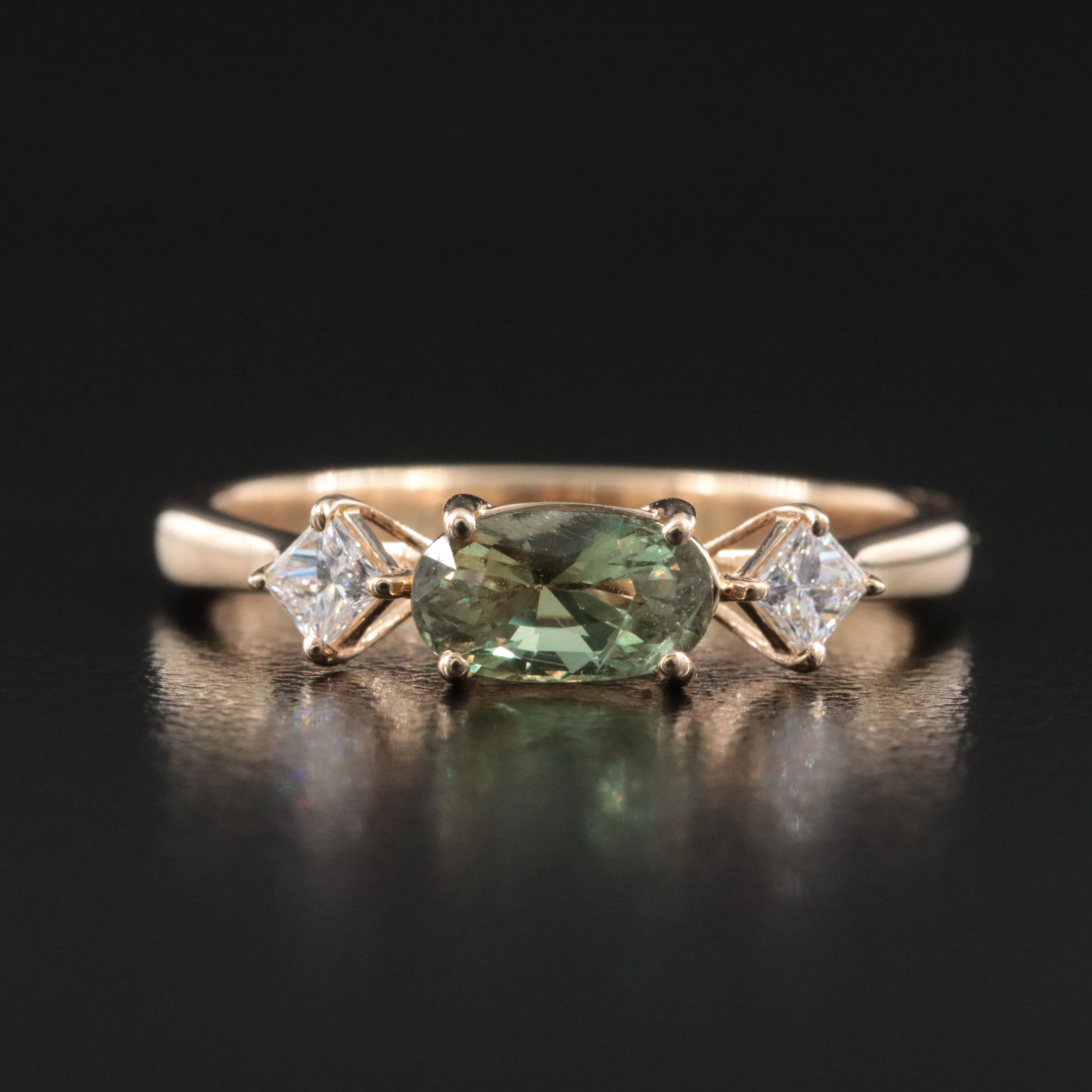14K 1.04 CT Alexandrite and Diamond Ring with GIA Report