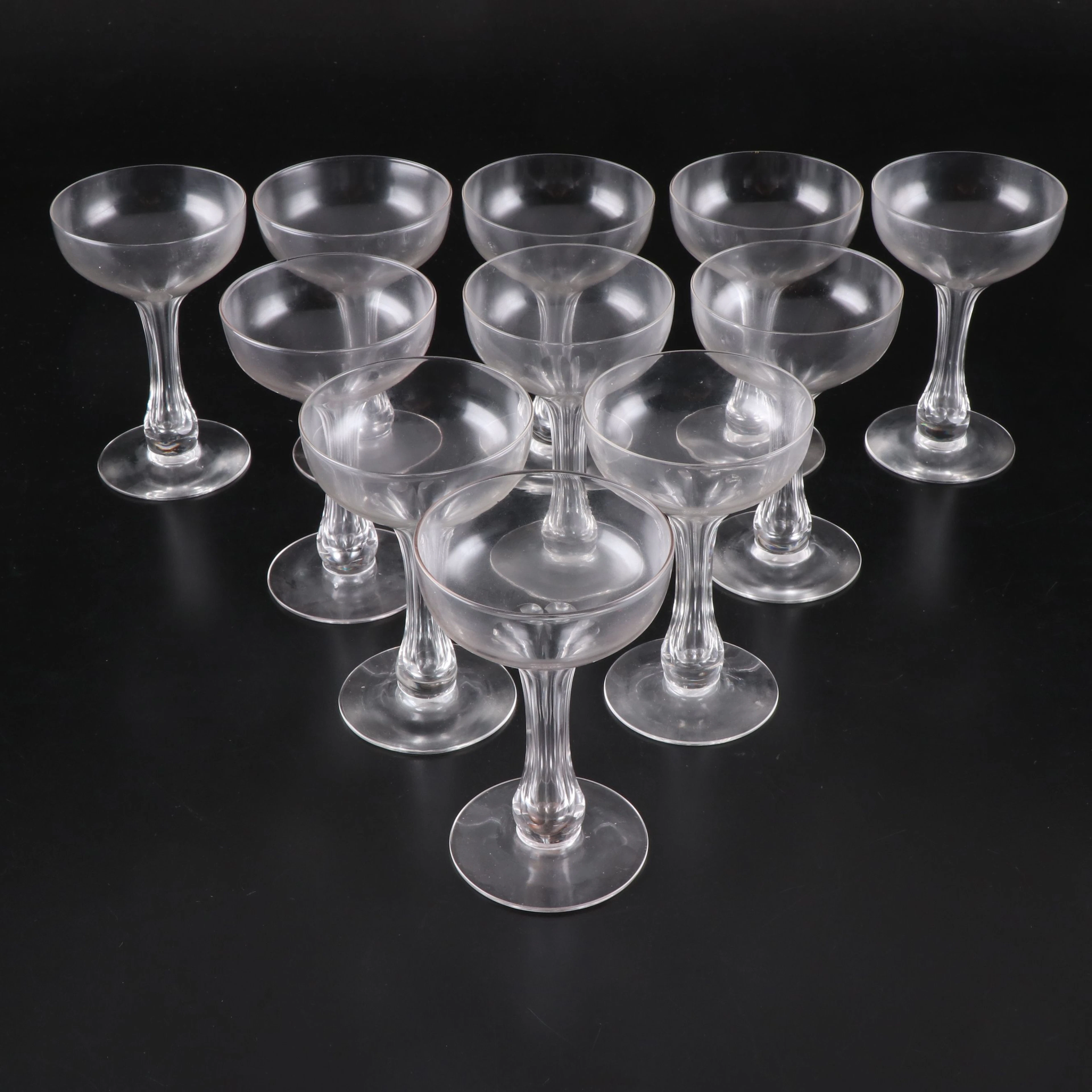 Hollow Stem Cut Glass Champagne Coupes