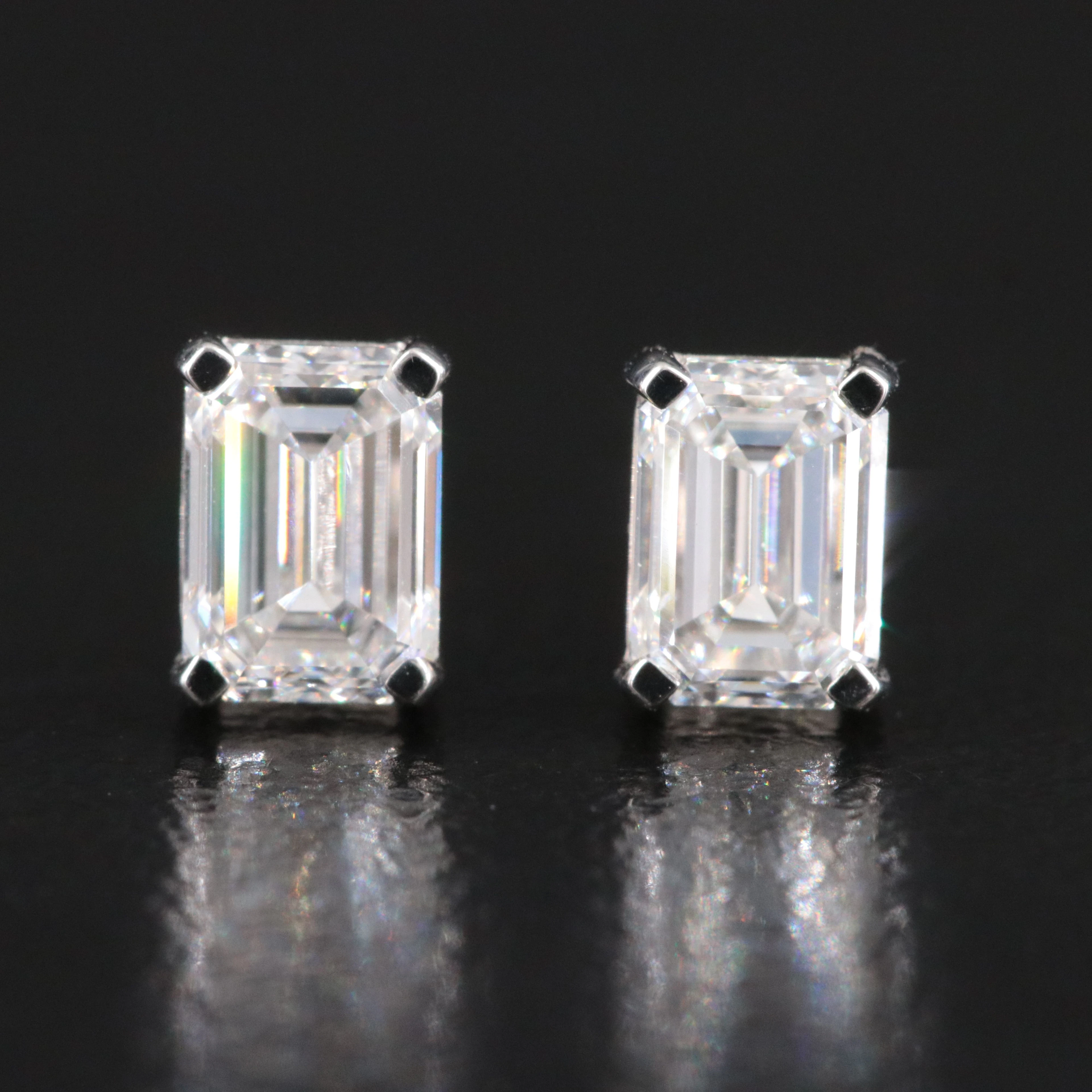 Platinum 1.01 CTW Diamond Earrings with GIA Reports