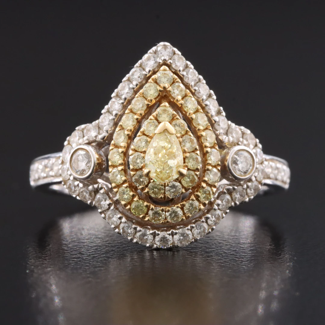 18K 0.98 CTW Diamond Teardrop Ring