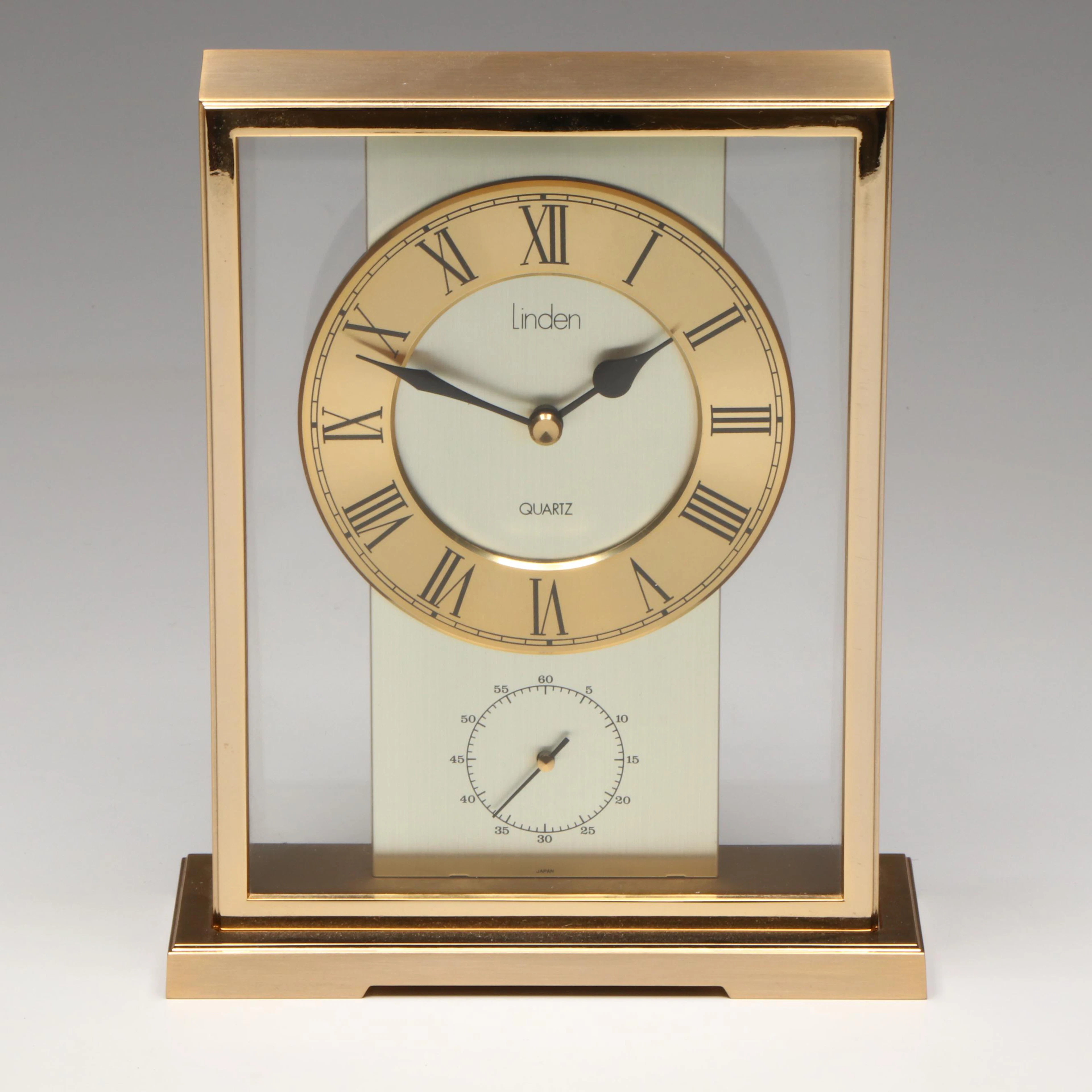 Linden Brushed Brass Mantel Clock