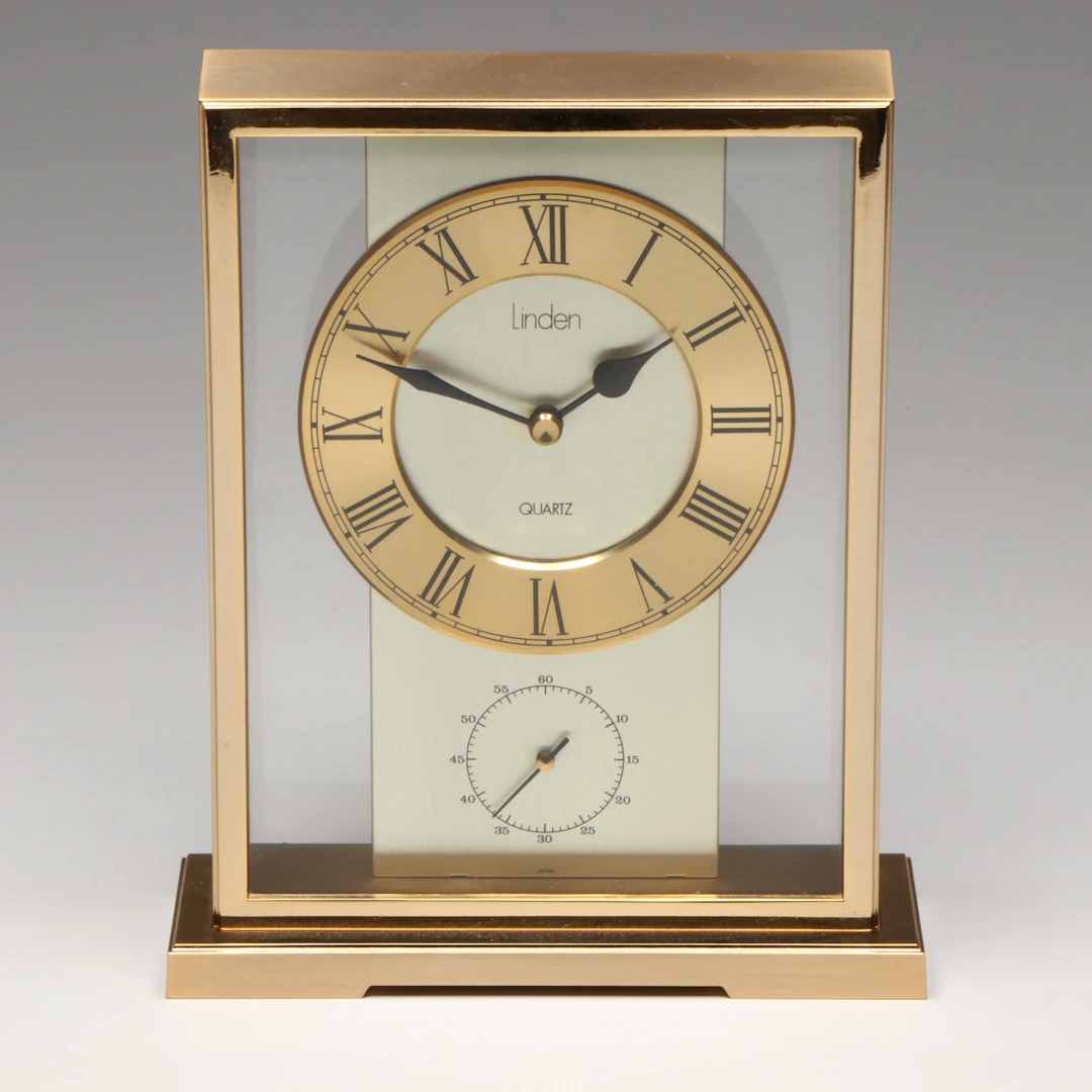 Linden Brushed Brass Mantel Clock