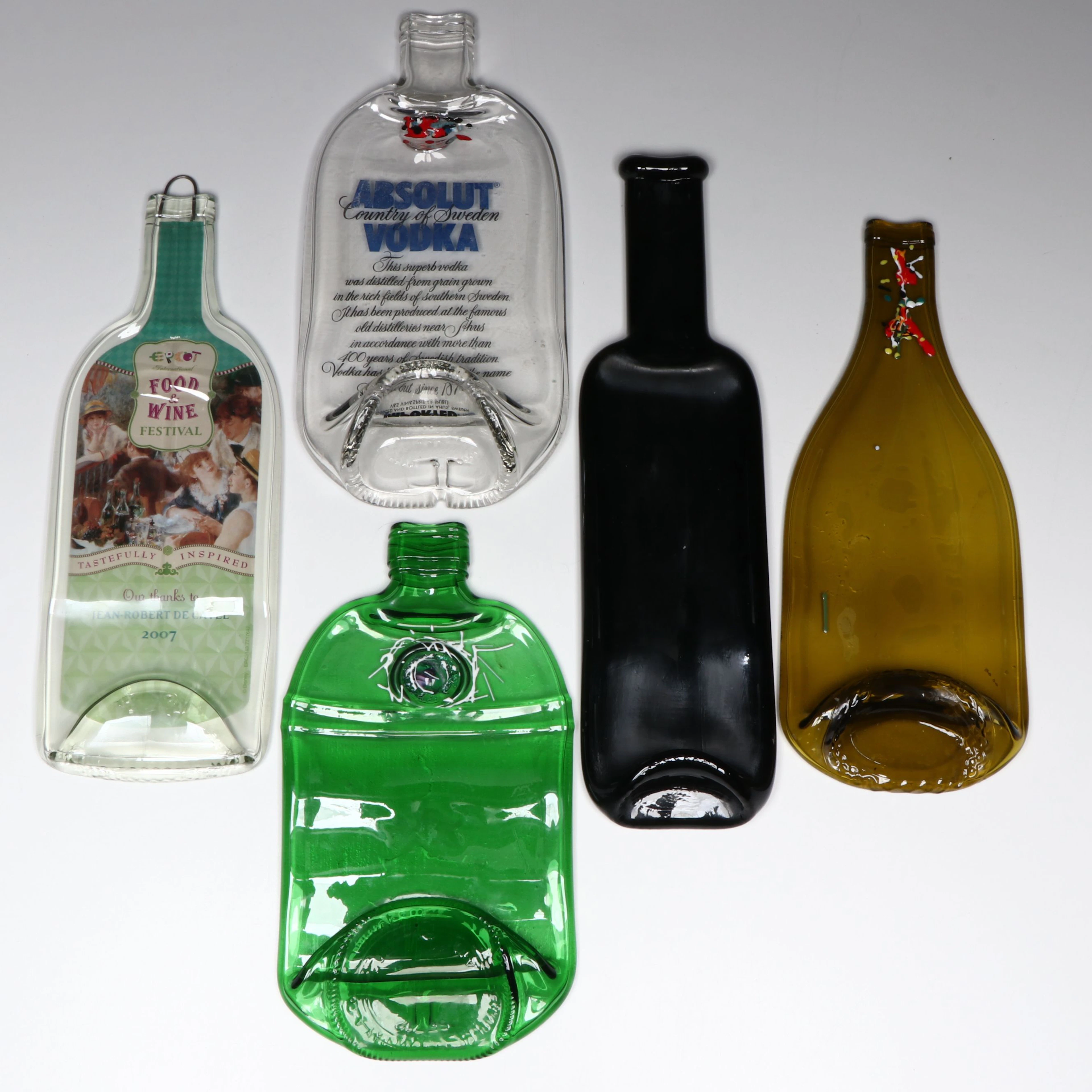 Absolut Vodka and Other Pressed Glass Bottle Utensil Rests