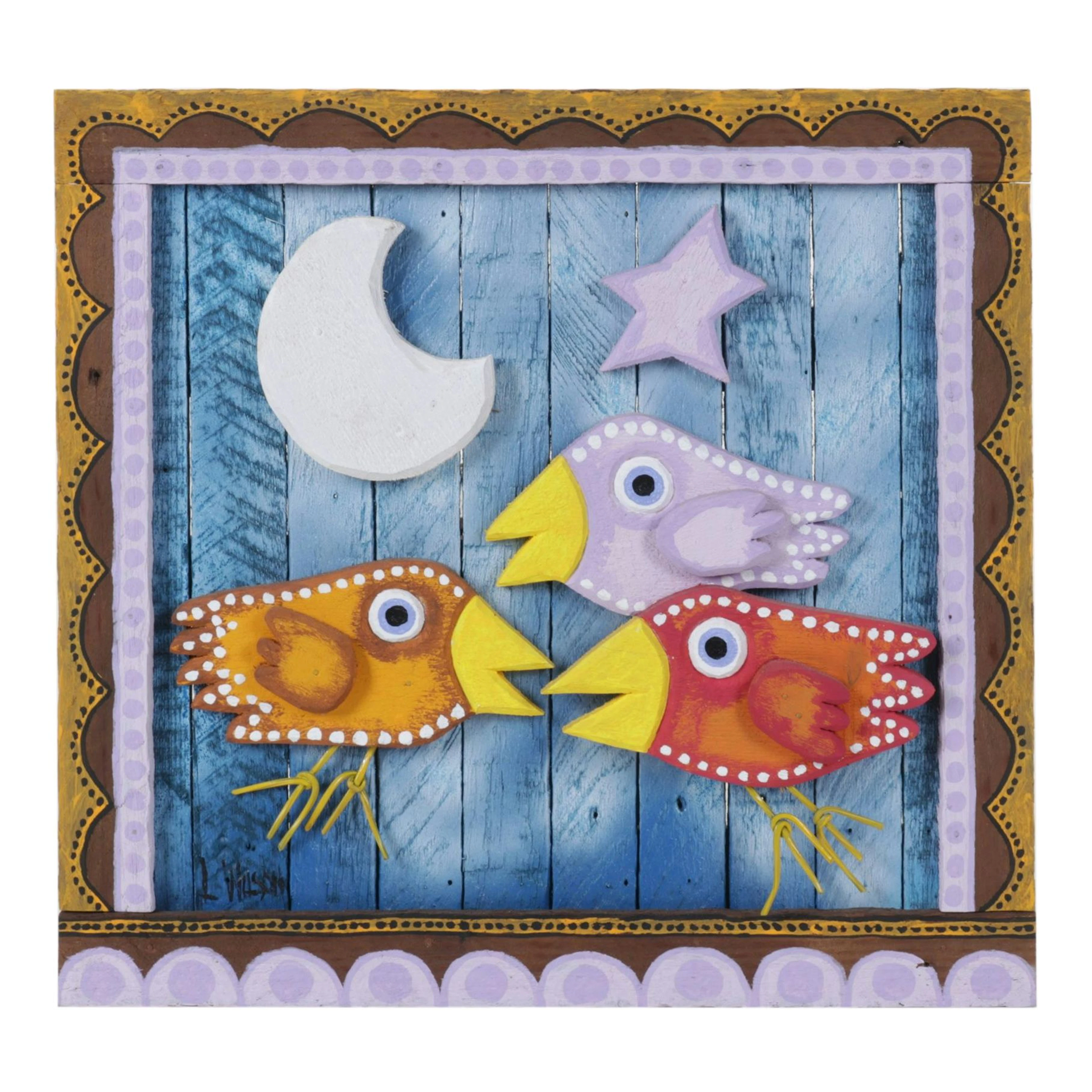 Larry Wilson Carved Wooden Folk Art Composition