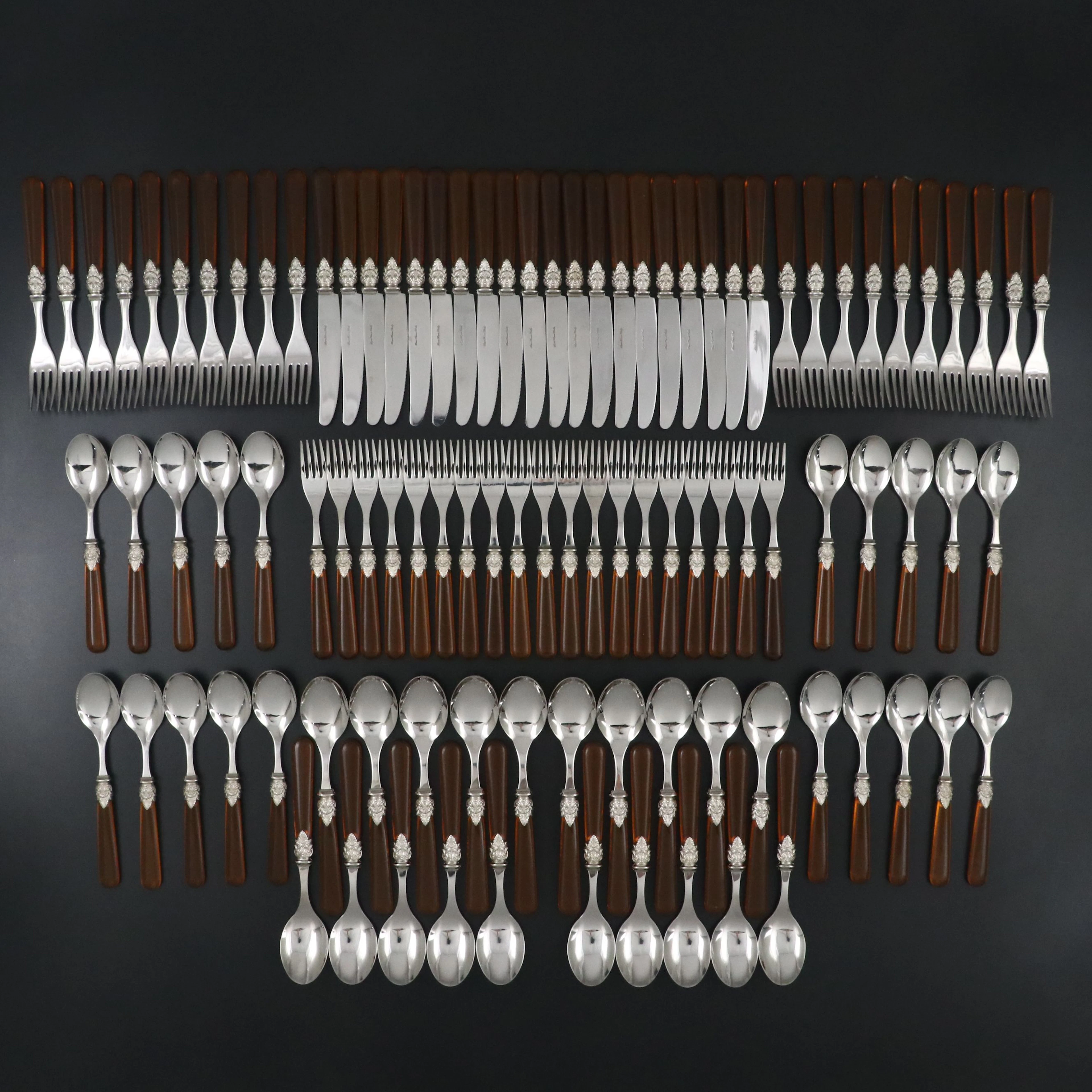 Eme Italy "Napoleon" Amber Resin Handle Flatware, 2010-2020