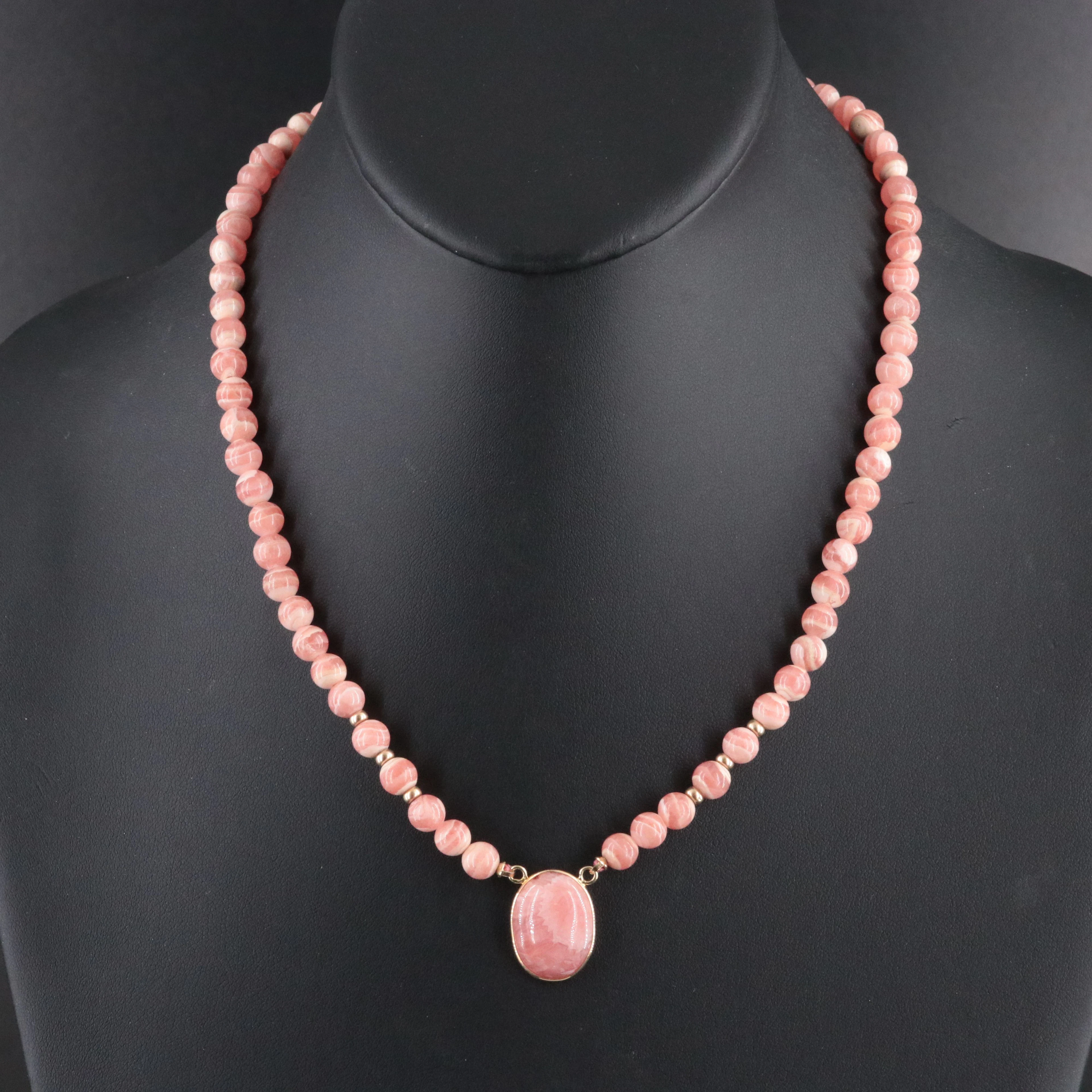 Rhodochrosite Necklace with 14K