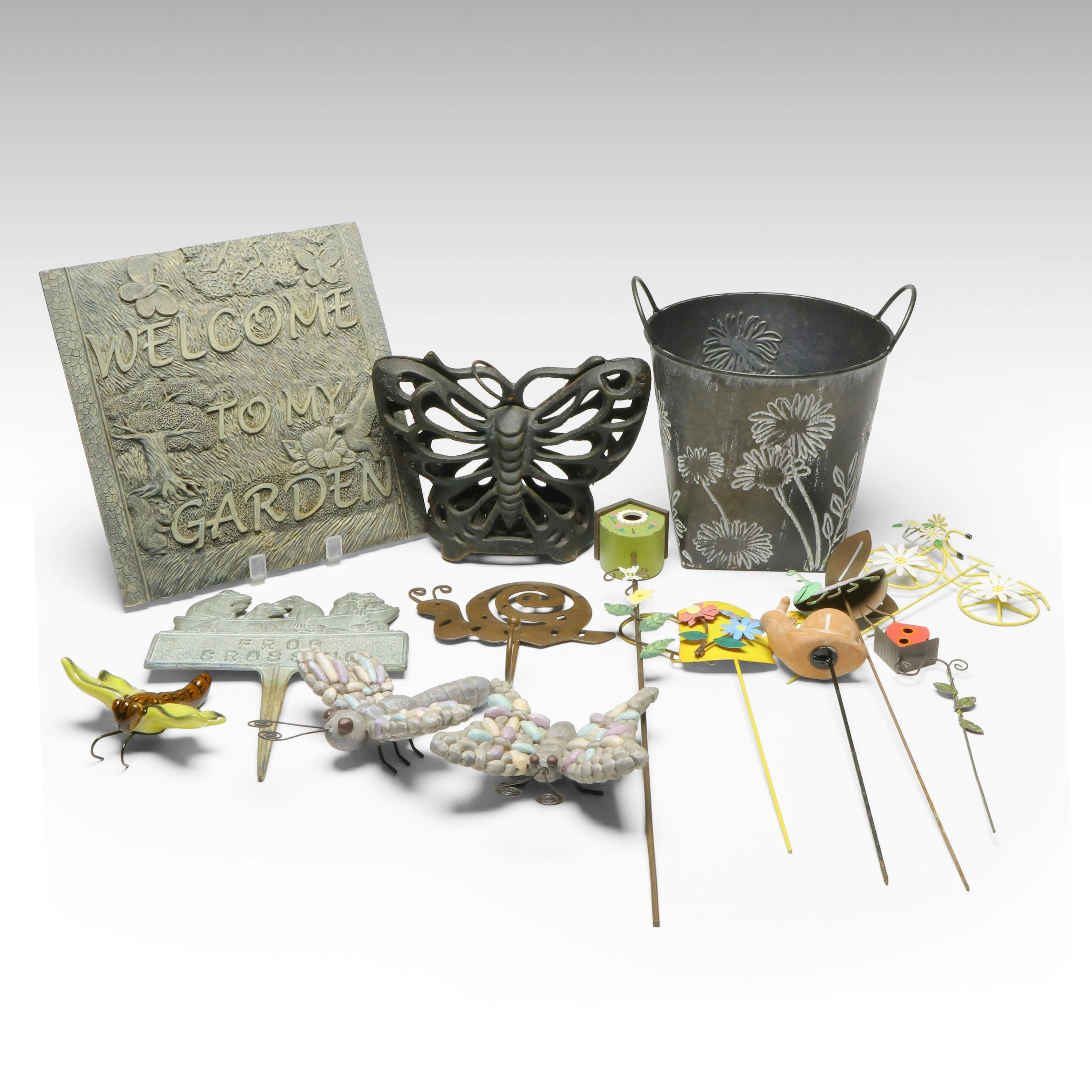 Cast Metal Butterfly Candle Lantern with More Lawn and Garden Accessories