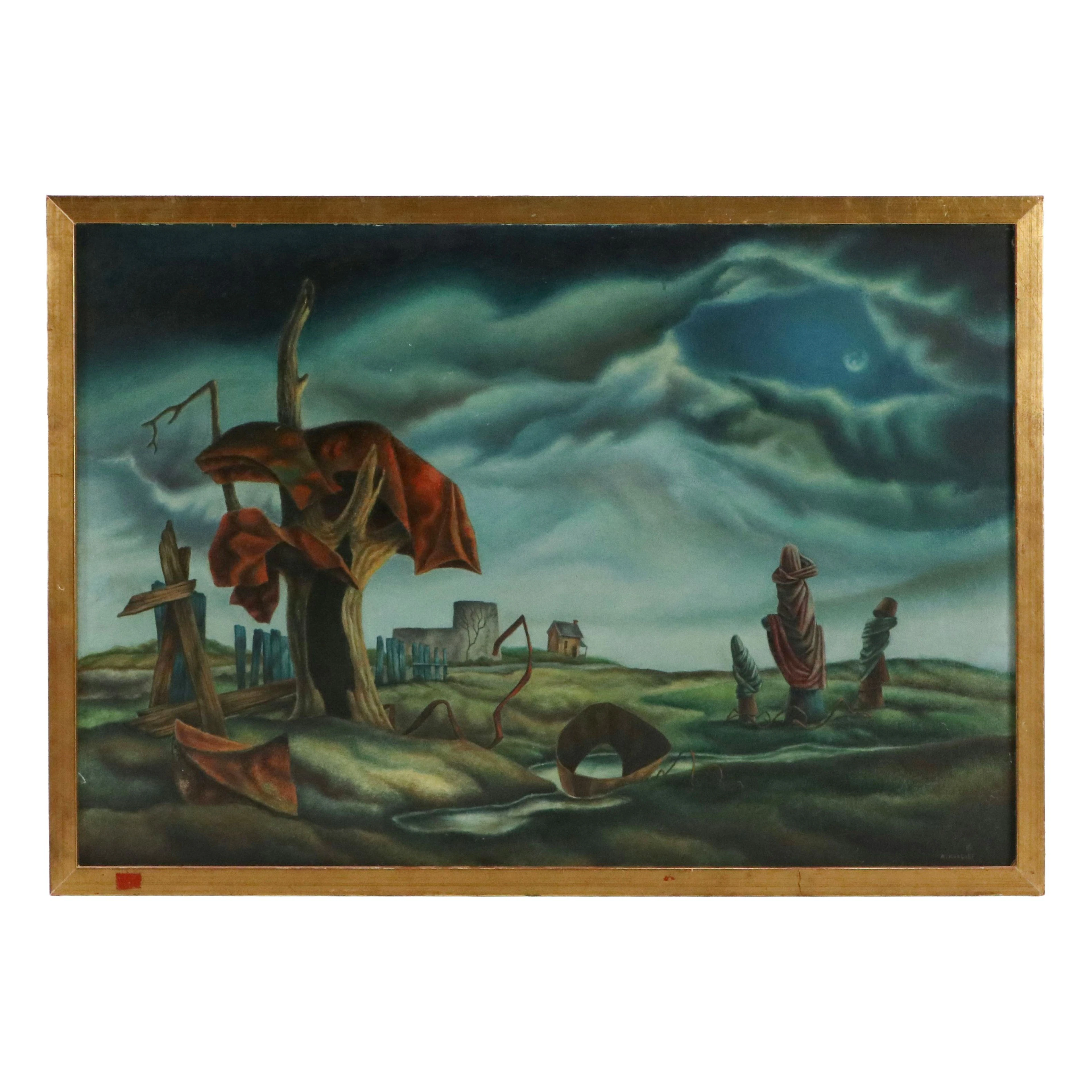 Alexander Kozloff Surrealist Oil Painting "Isolated Scraps"