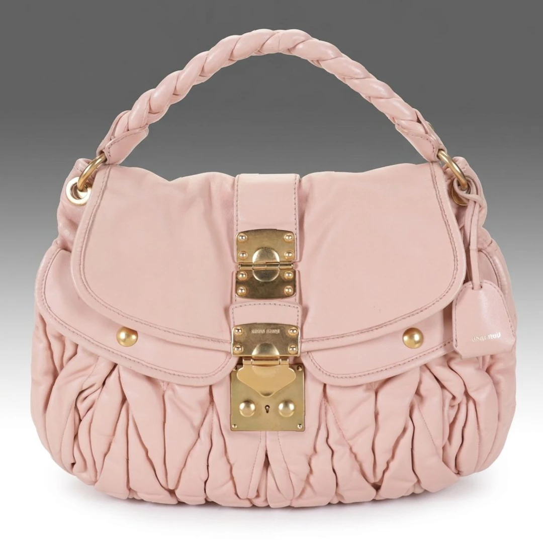 Miu Miu Coffer Hobo Braided Strap Two-Way Bag in Matelassé Calfskin Leather