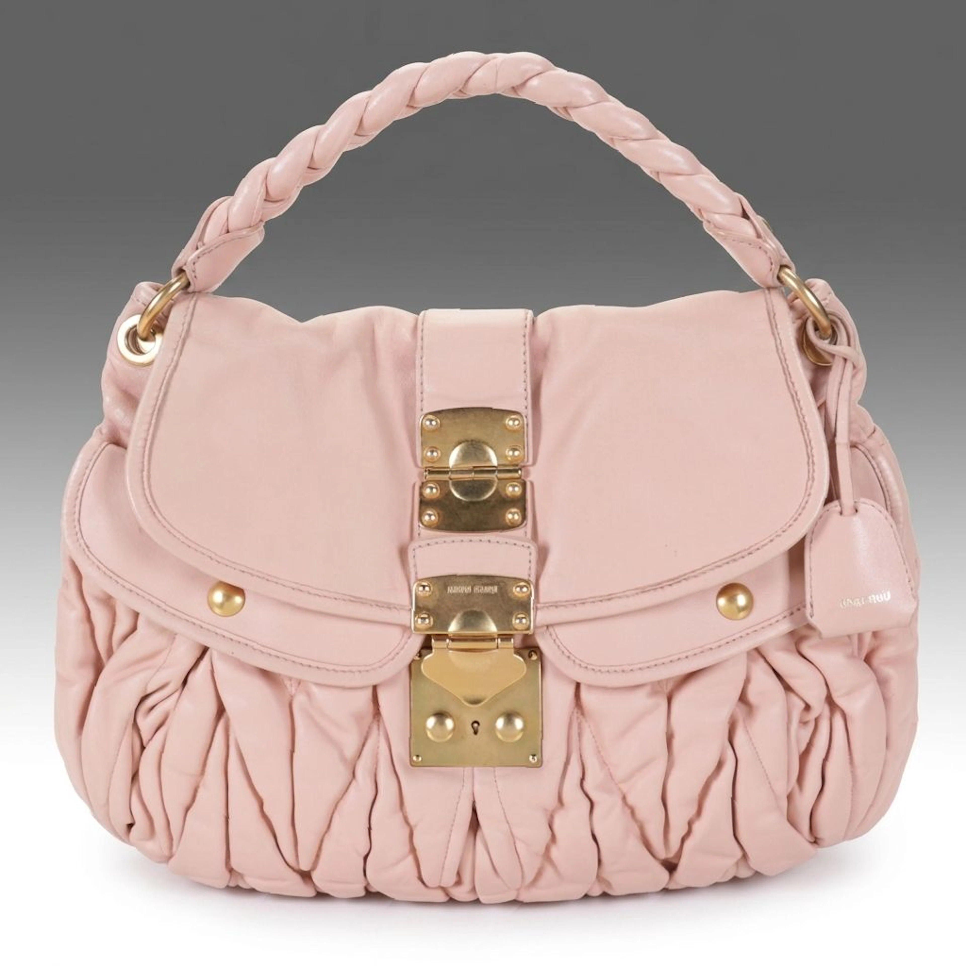 Miu Miu Coffer Hobo Braided Strap Two-Way Bag in Matelassé Calfskin Leather