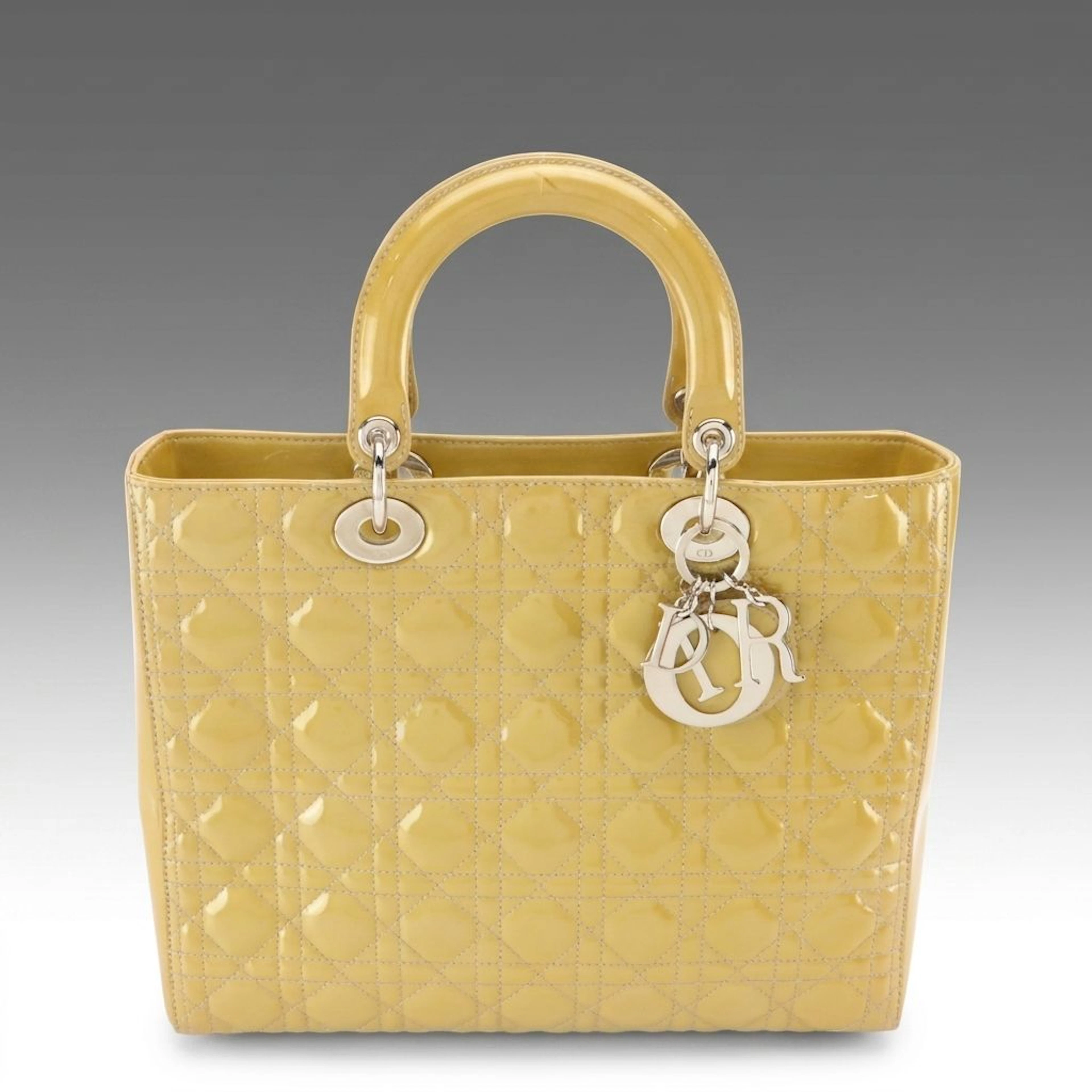 Christian Dior Large Lady Dior Two-Way Bag in Cannage Quilted Patent Leather