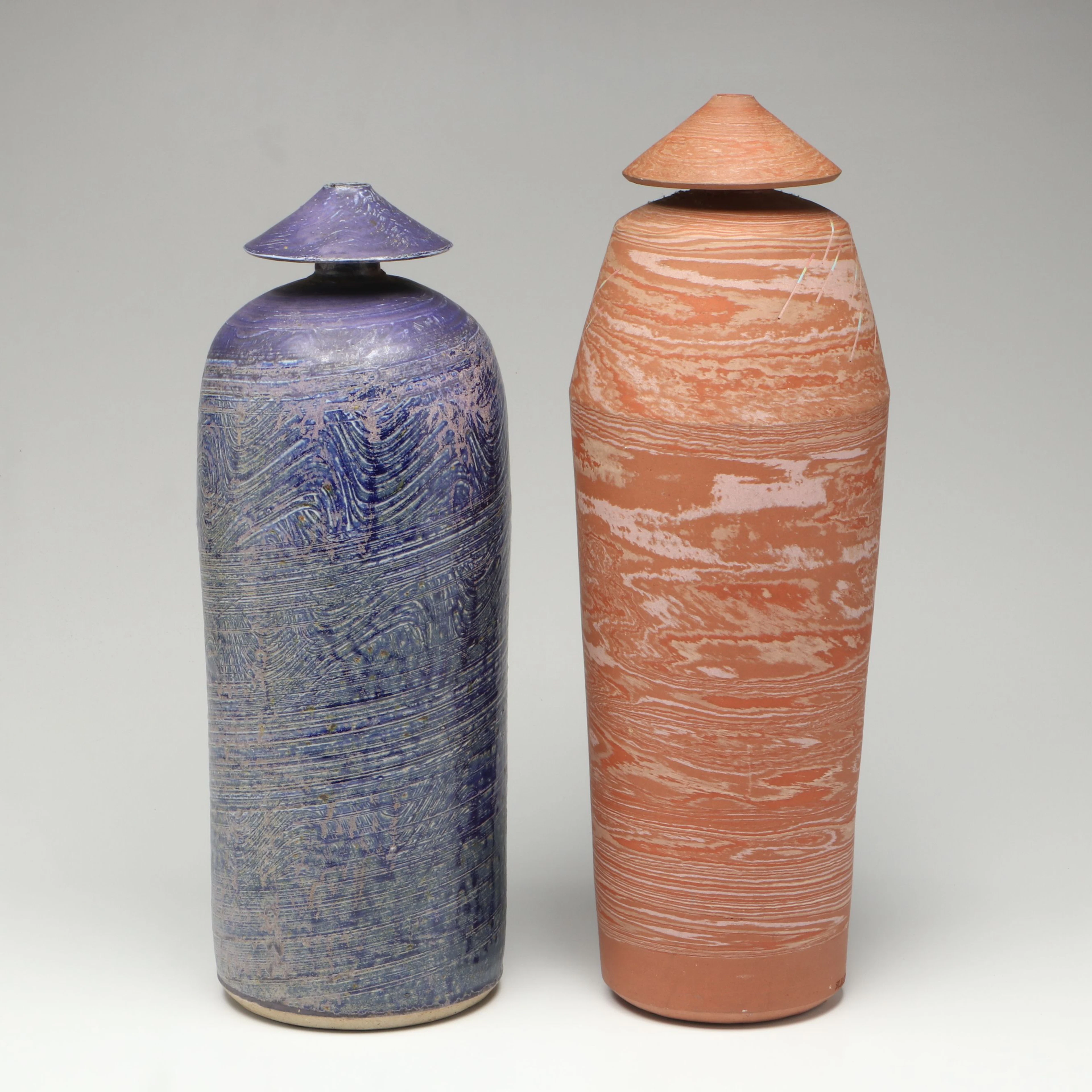 Dick Studley Marbled Art Pottery Ginger Jars