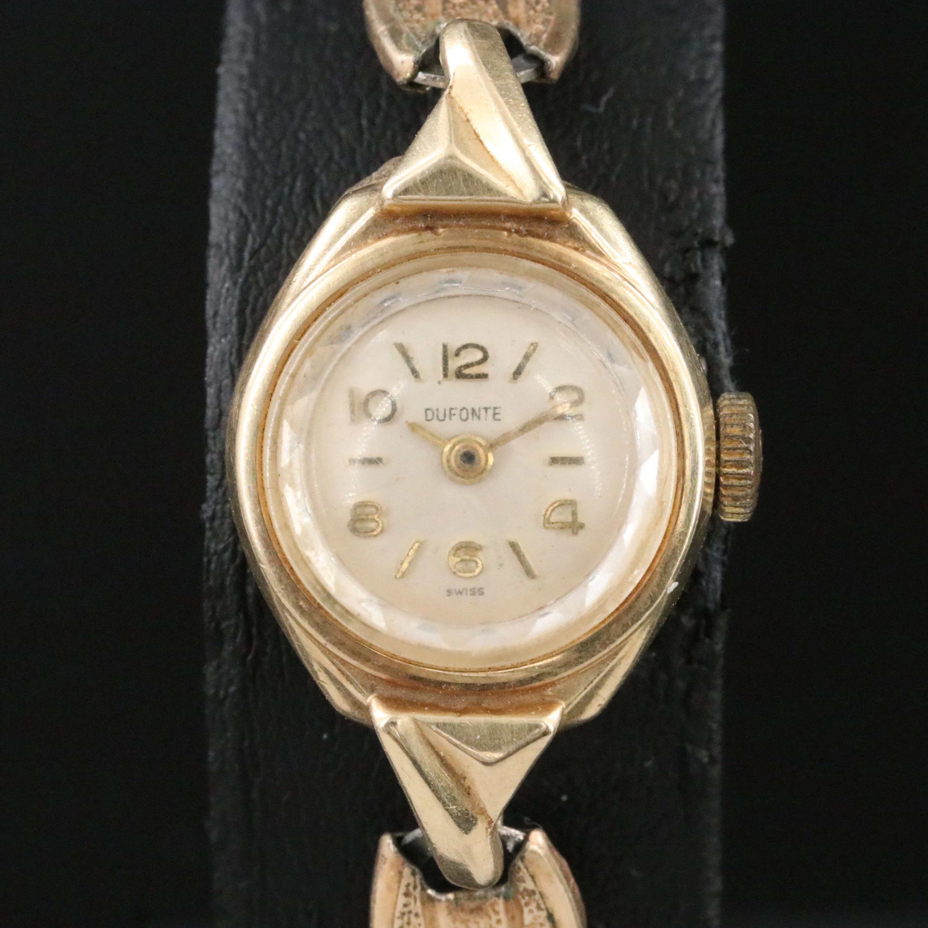 14K Dufonte By Lucien Piccard Stem Wind Vintage Cocktail Watch