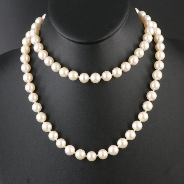Opera Length Pearl Necklace with 14K Clasp