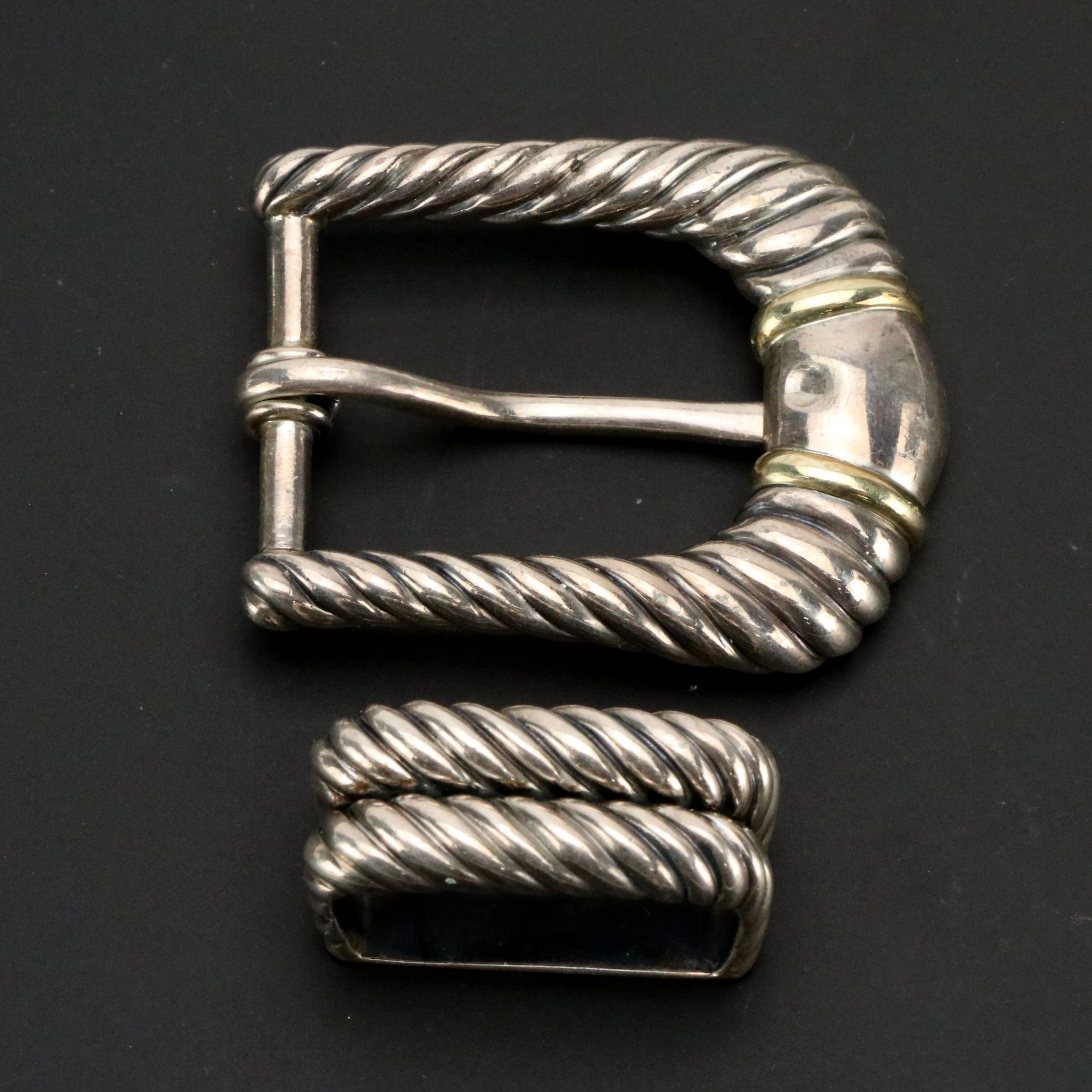 David Yurman 14K Gold & Sterling Silver Twisted Cable Ranger Buckle Set
