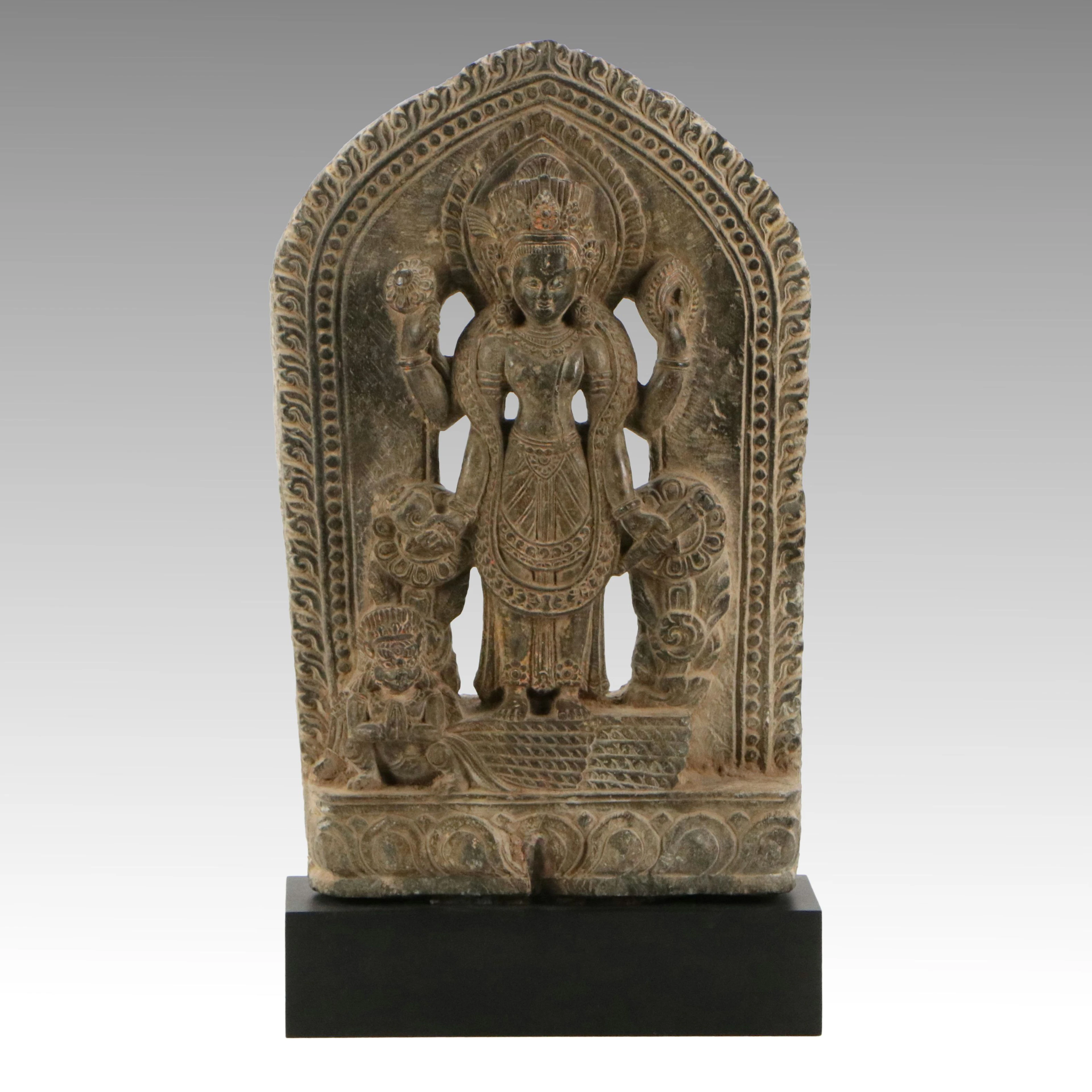 Antique Nepalese Carved Stone Stele of Vishnu, 18th Century or Earlier