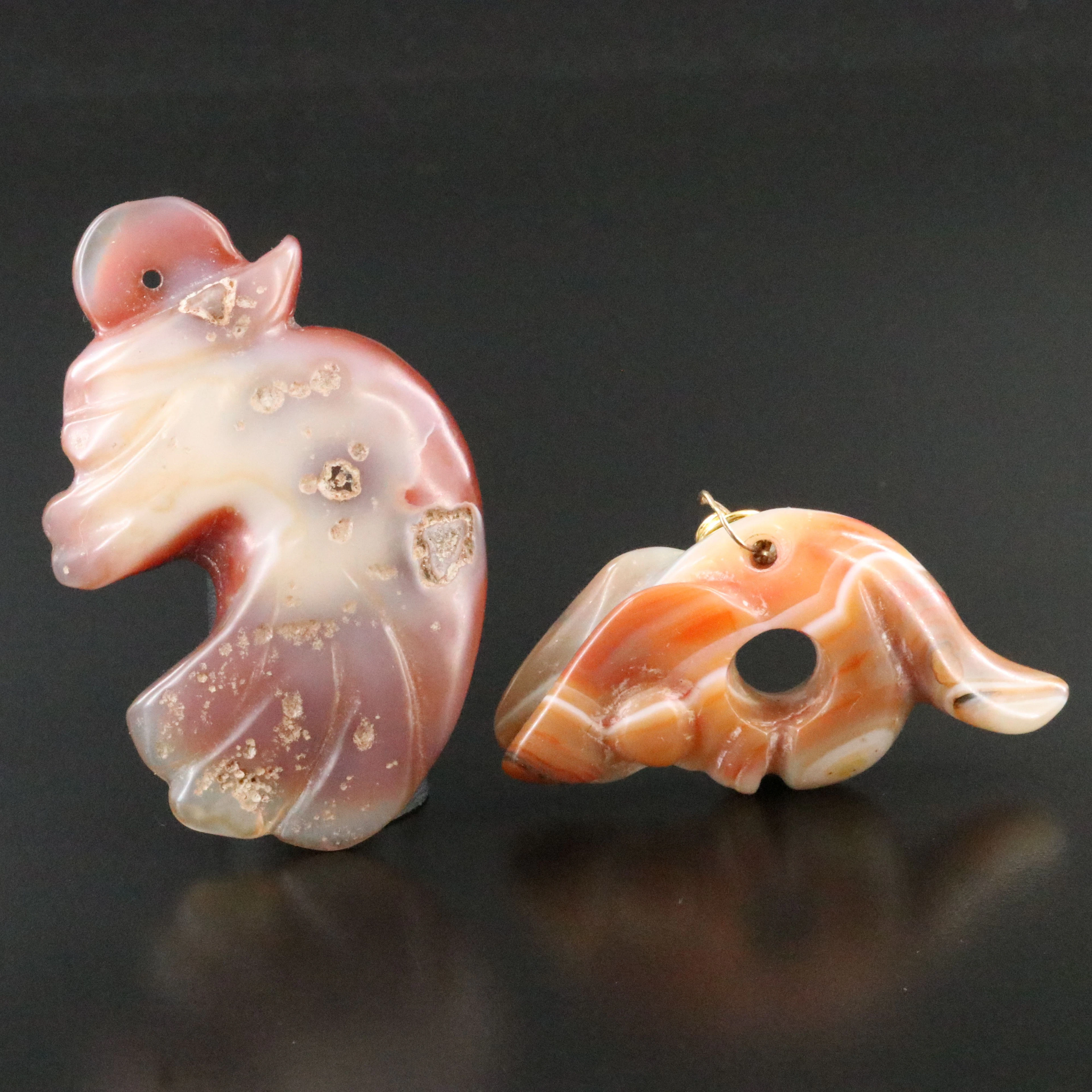 Chinese Agate Hongshan Pig Dragon Talismans