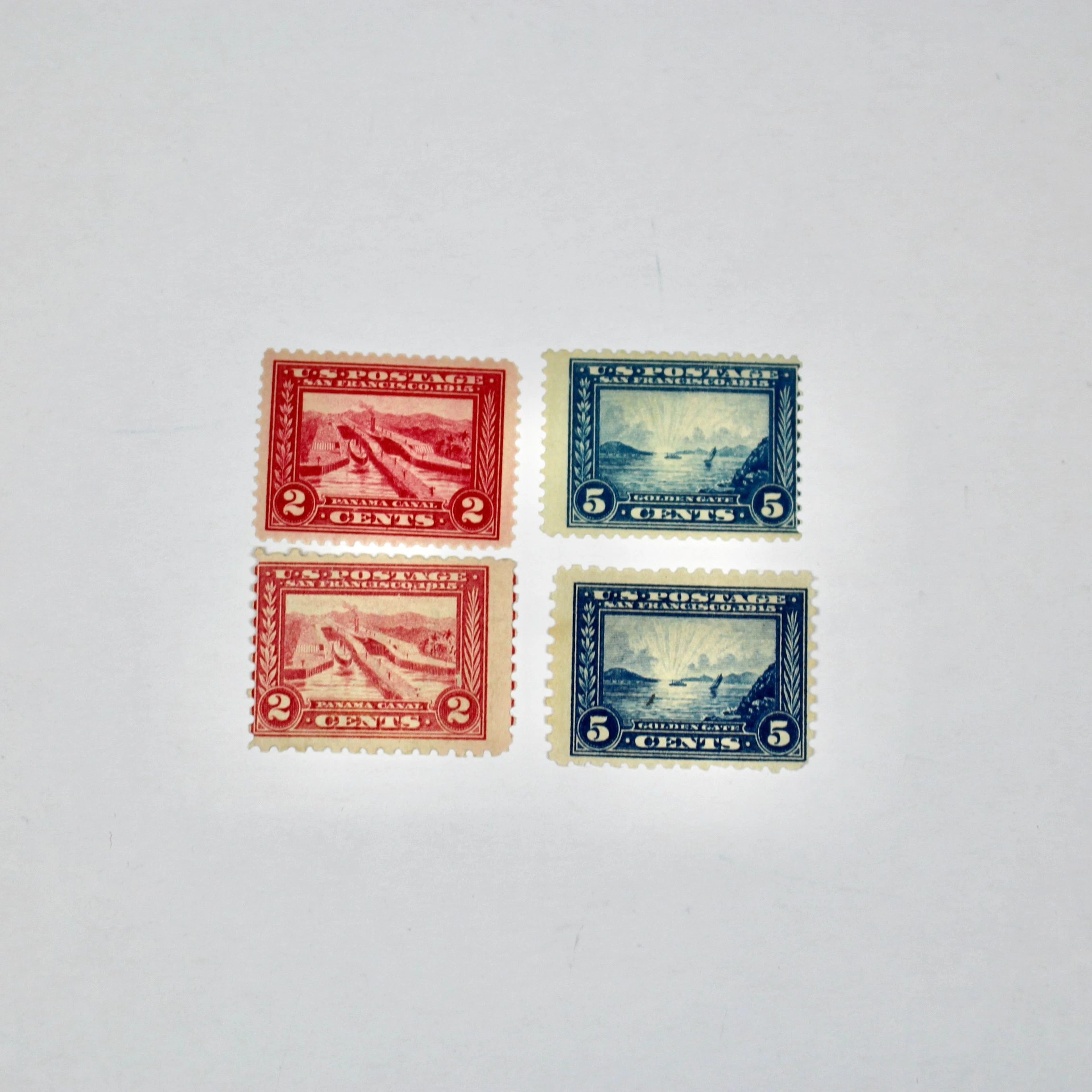 Four Mint Condition Pan-Pacific Exposition Postage Stamps: 1913 to 1915
