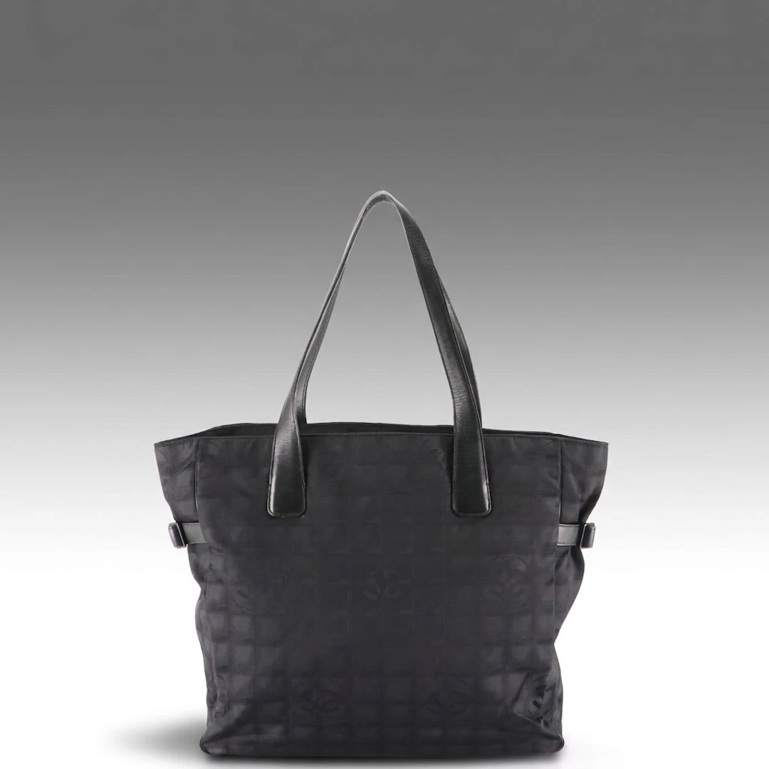 Chanel Travel Ligne Zip Tote Bag in Black CC Nylon Jacquard Canvas & Leather