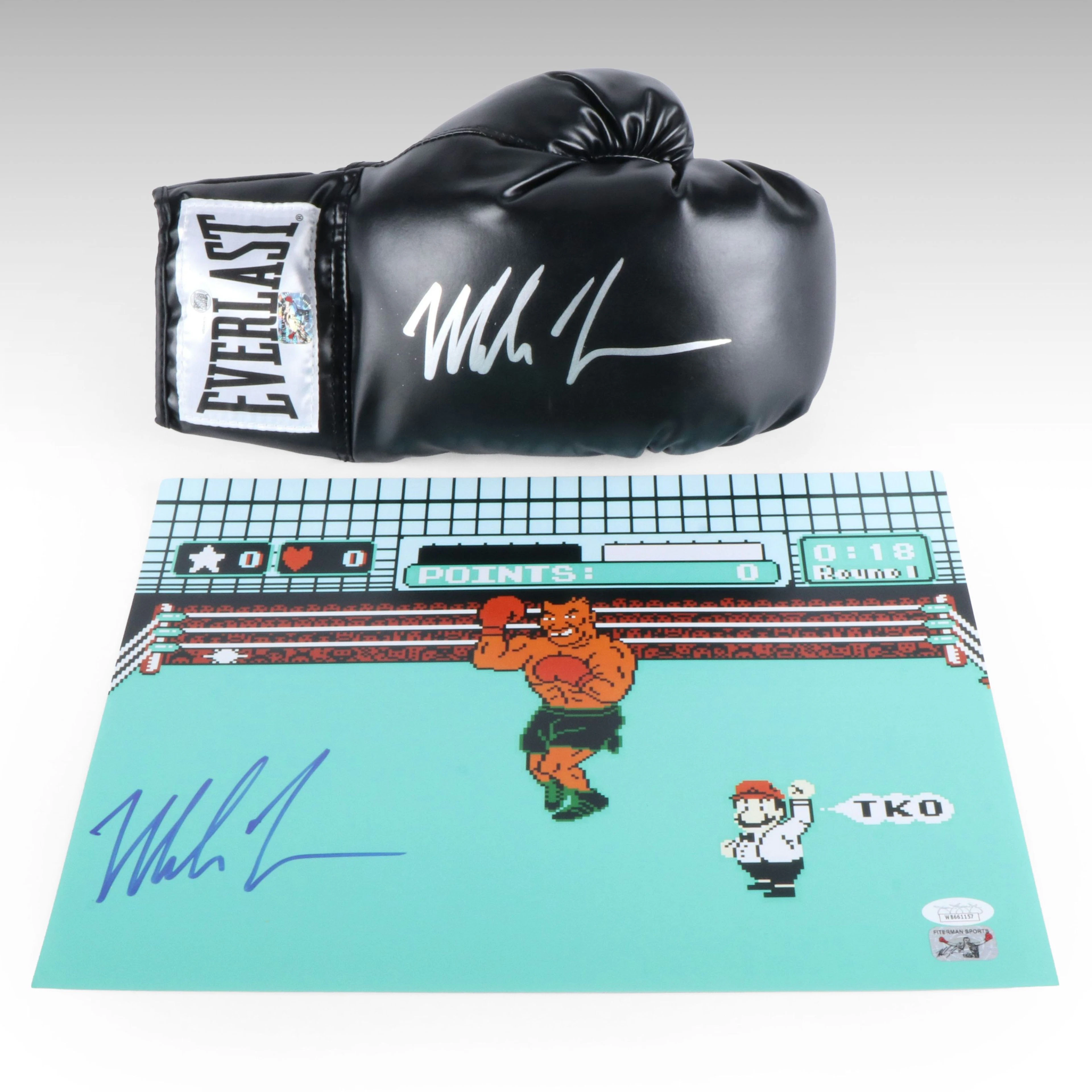 Mike Tyson Signed Everlast Boxing Glove and "Punch-Out!" Print, JSA