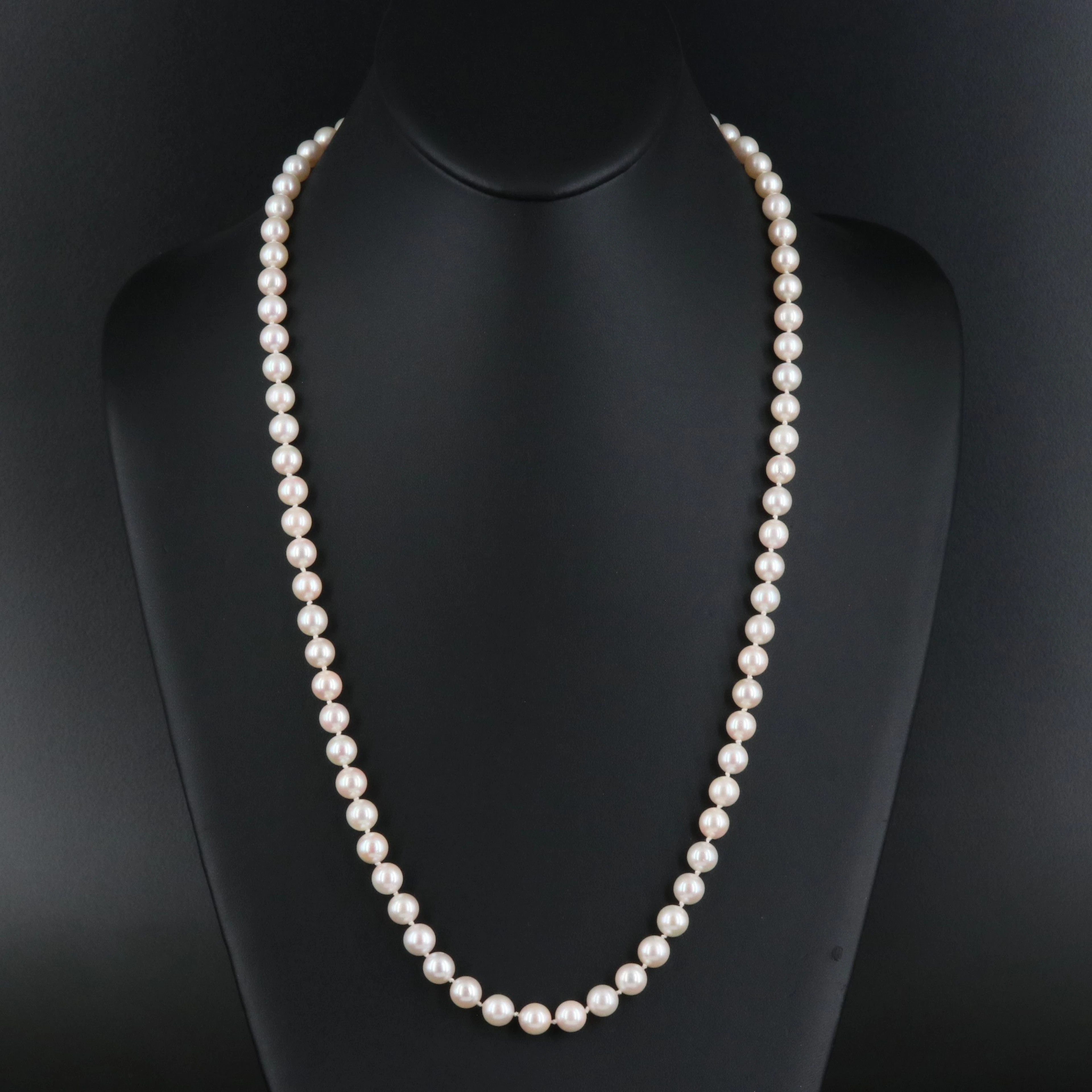 Matinee Length Pearl Necklace with 14K Brogan Clasp