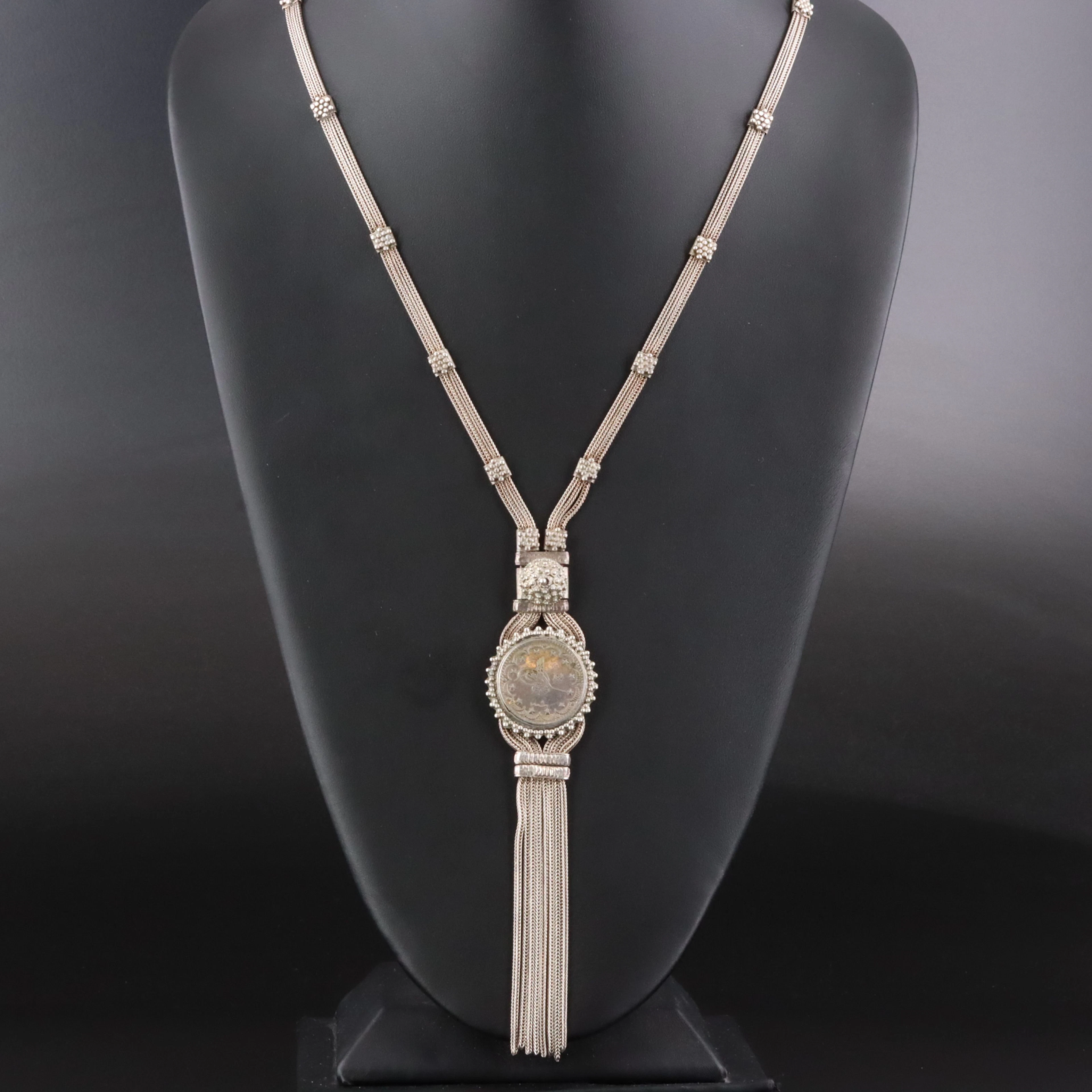 Middle Eastern 900 Silver Necklace with 5-Kurus Turkish Ottoman Empire Coin