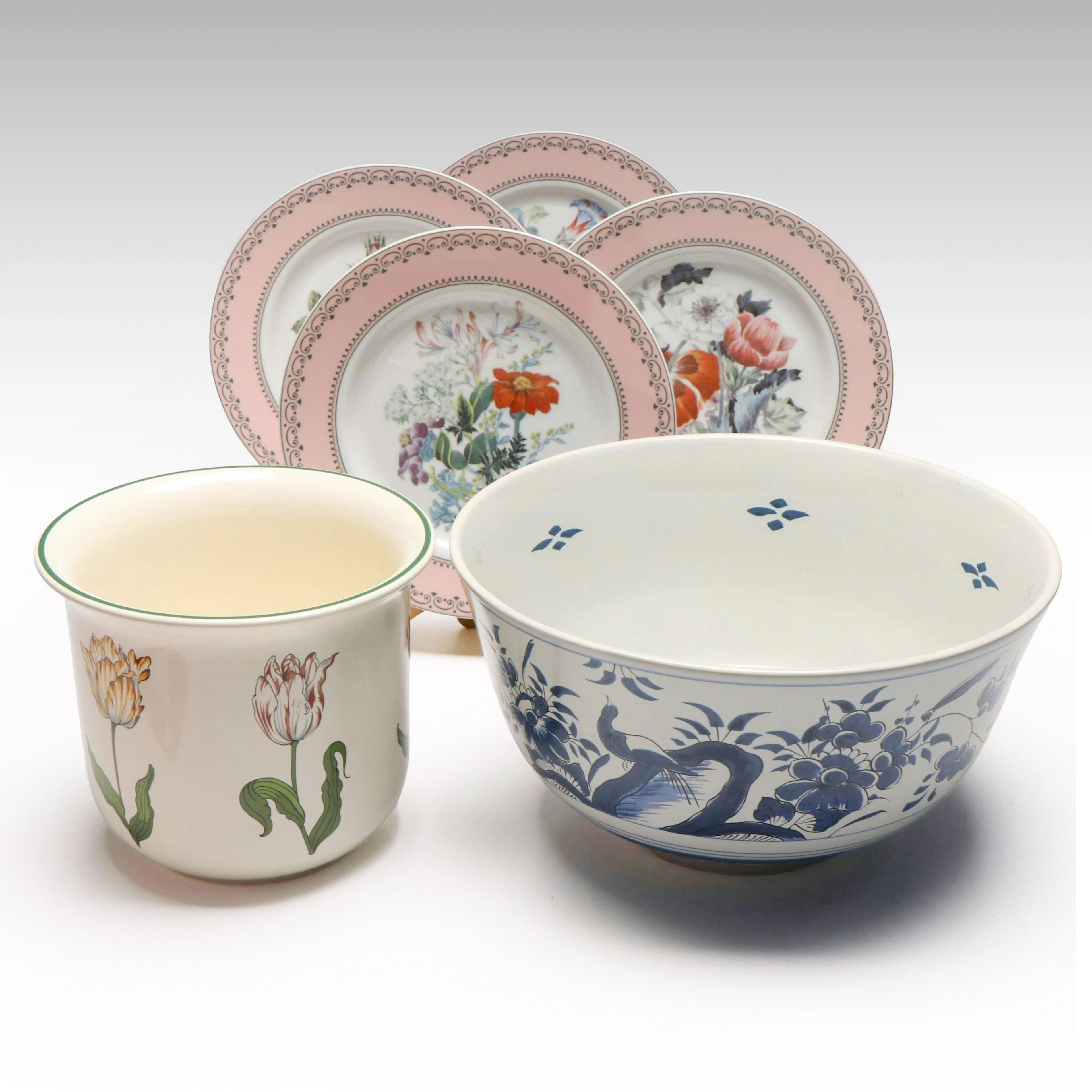 Tiffany & Co. "Tiffany Tulips" Porcelain Cachepot with Ceramic Dinnerware