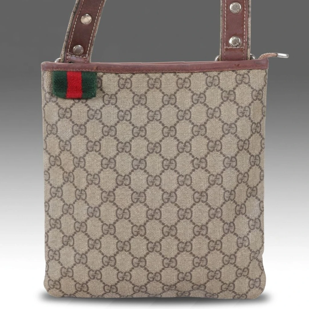 Gucci GG Supreme Canvas and Leather Web Loop Messenger Bag