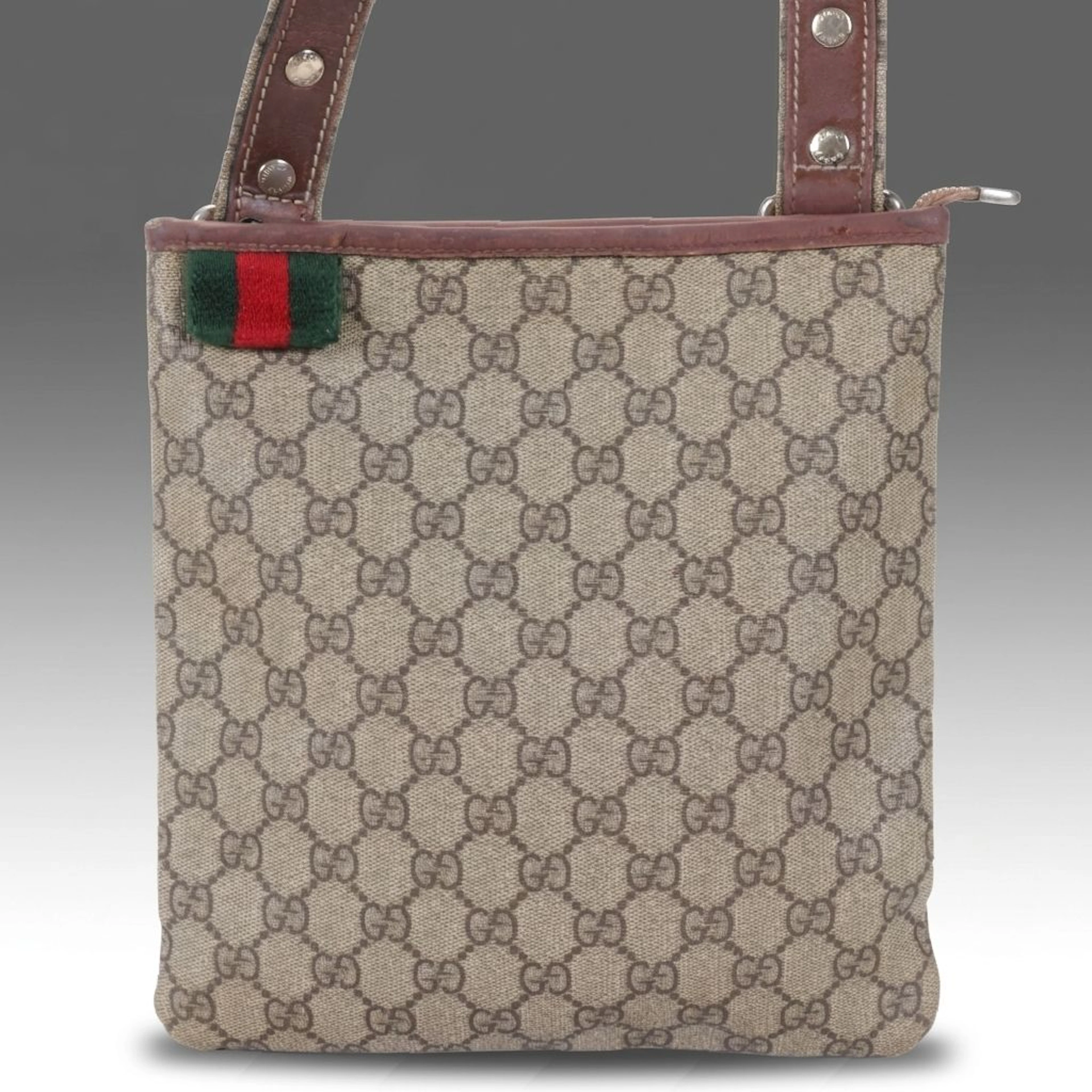 Gucci GG Supreme Canvas and Leather Web Loop Messenger Bag
