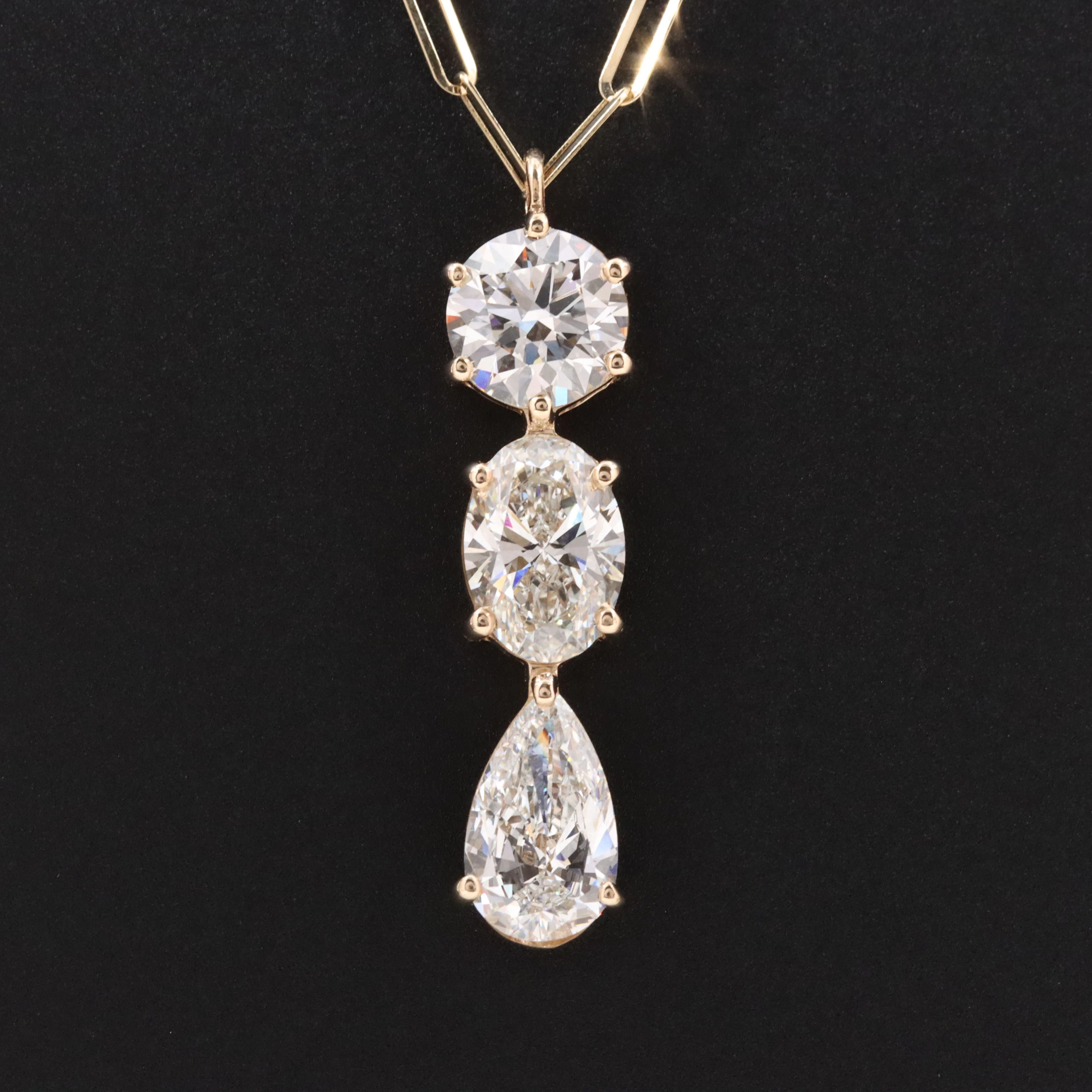 14K 3.35 CT Lab Grown Diamond Necklace with IGI Reports