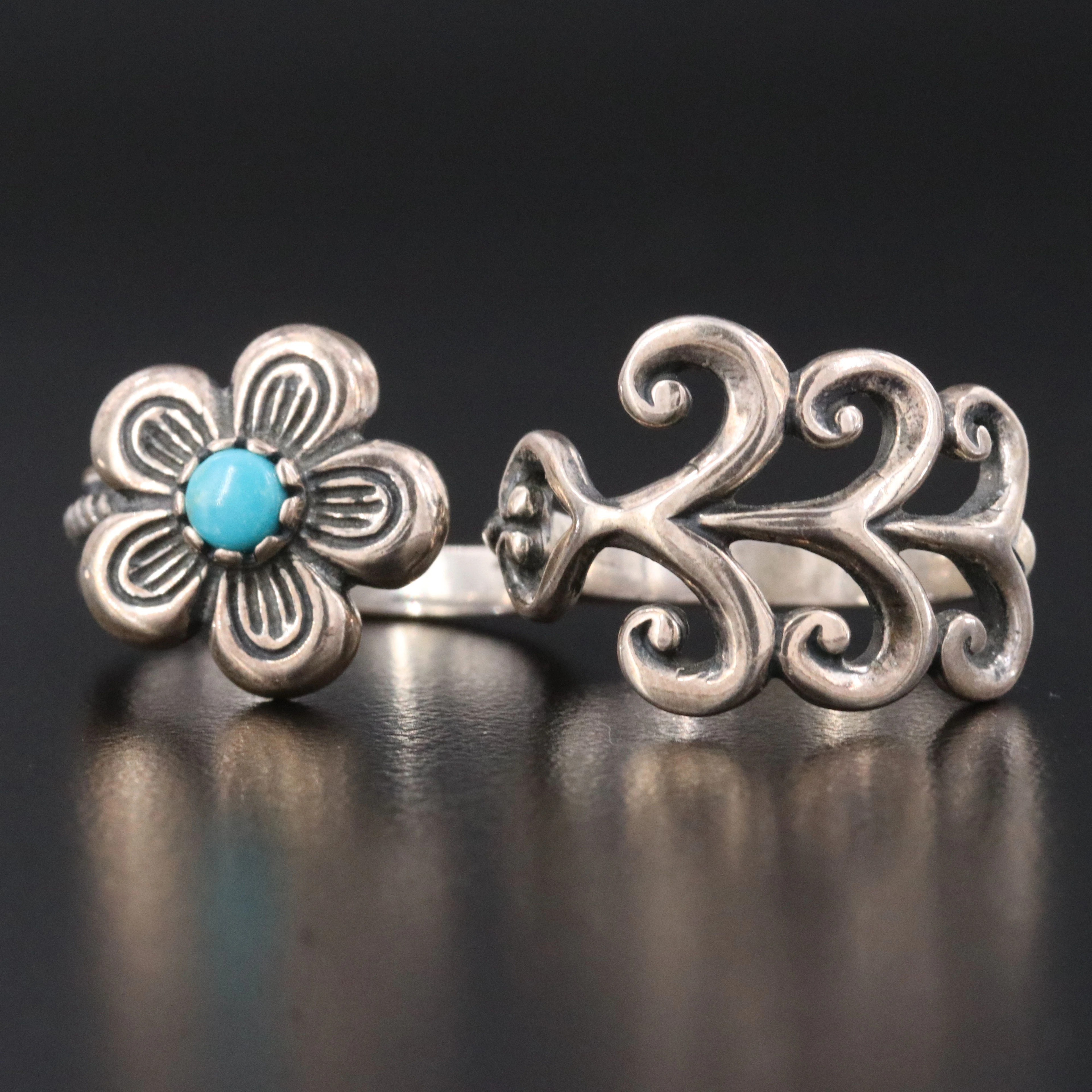 American West by Carolyn Pollack Sterling Turquoise Double Finger Ring