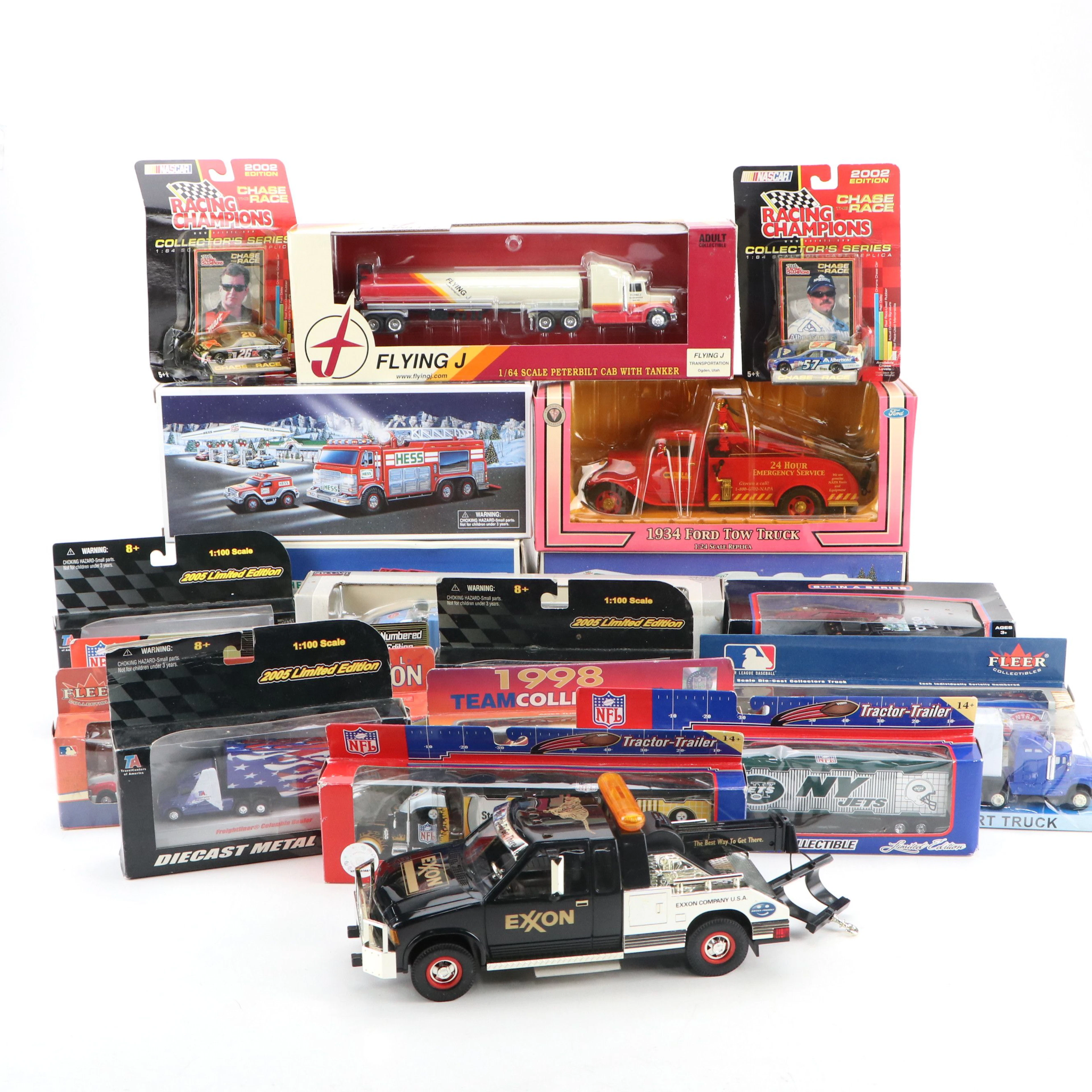 NAPA, Hess, and Other Toy Trucks with Toy Cars, Late 20th-Early 21st Century
