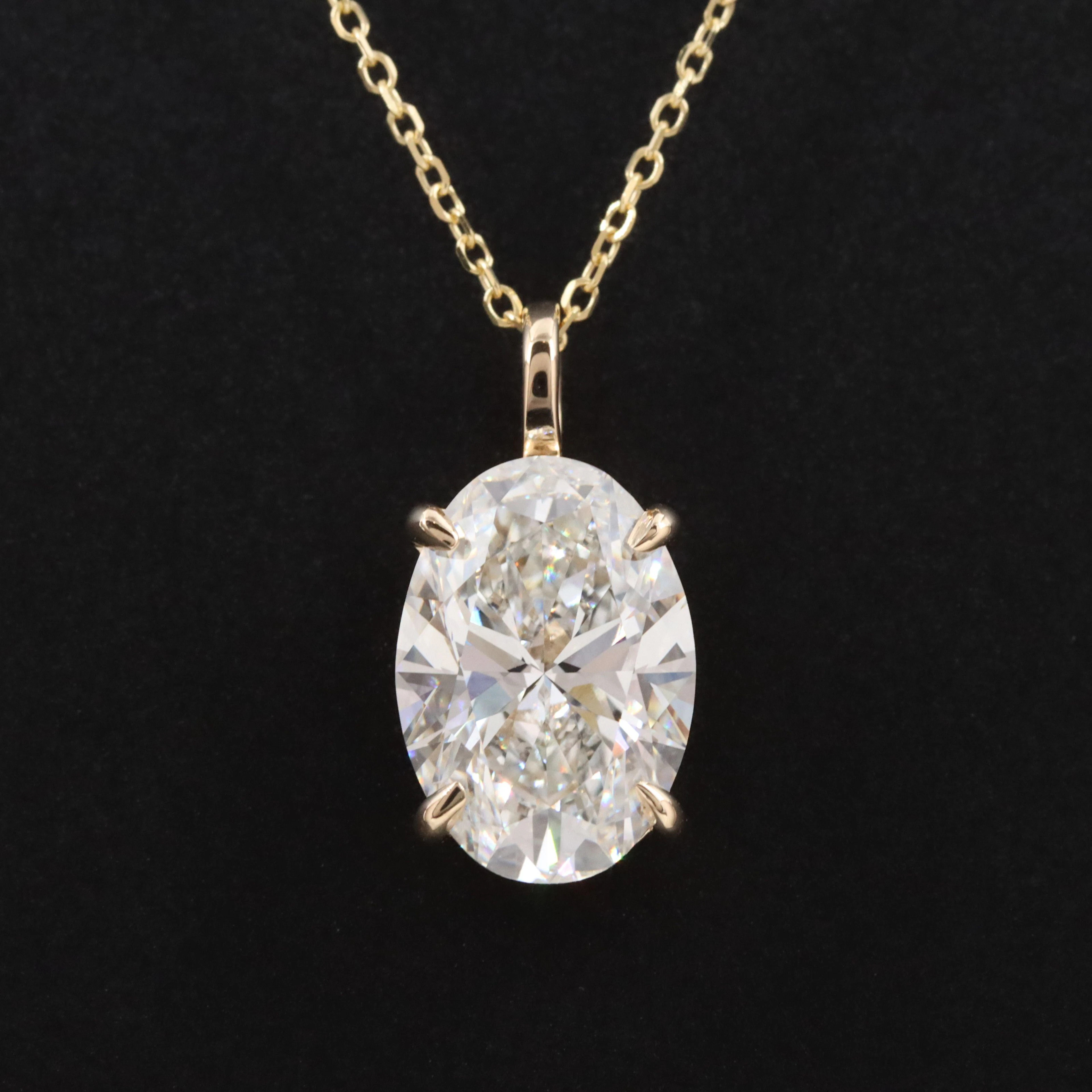 14K 2.99 CT Lab Grown Diamond Pendant Necklace with IGI Report