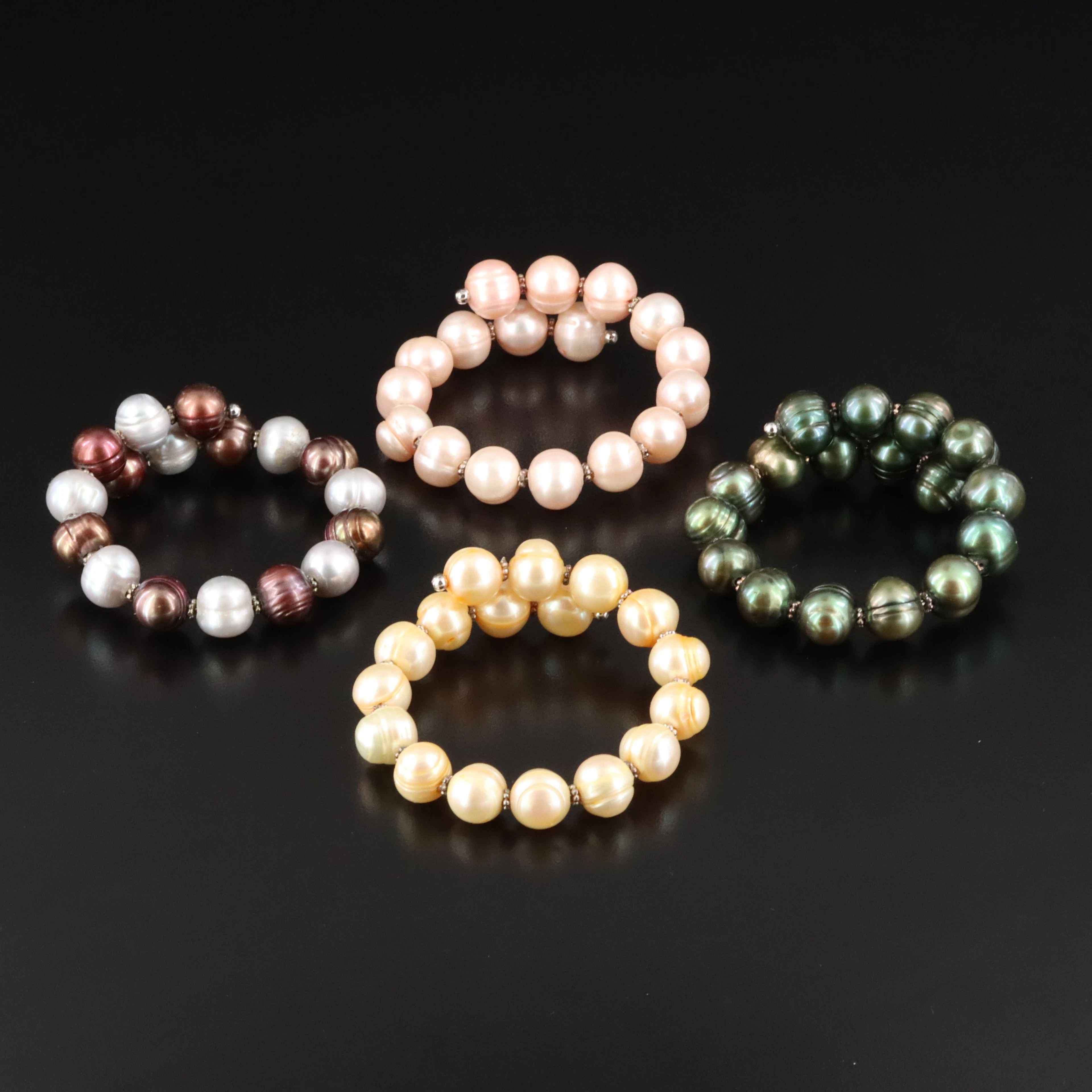 Sterling & Pearl Bead Bypass Bracelets