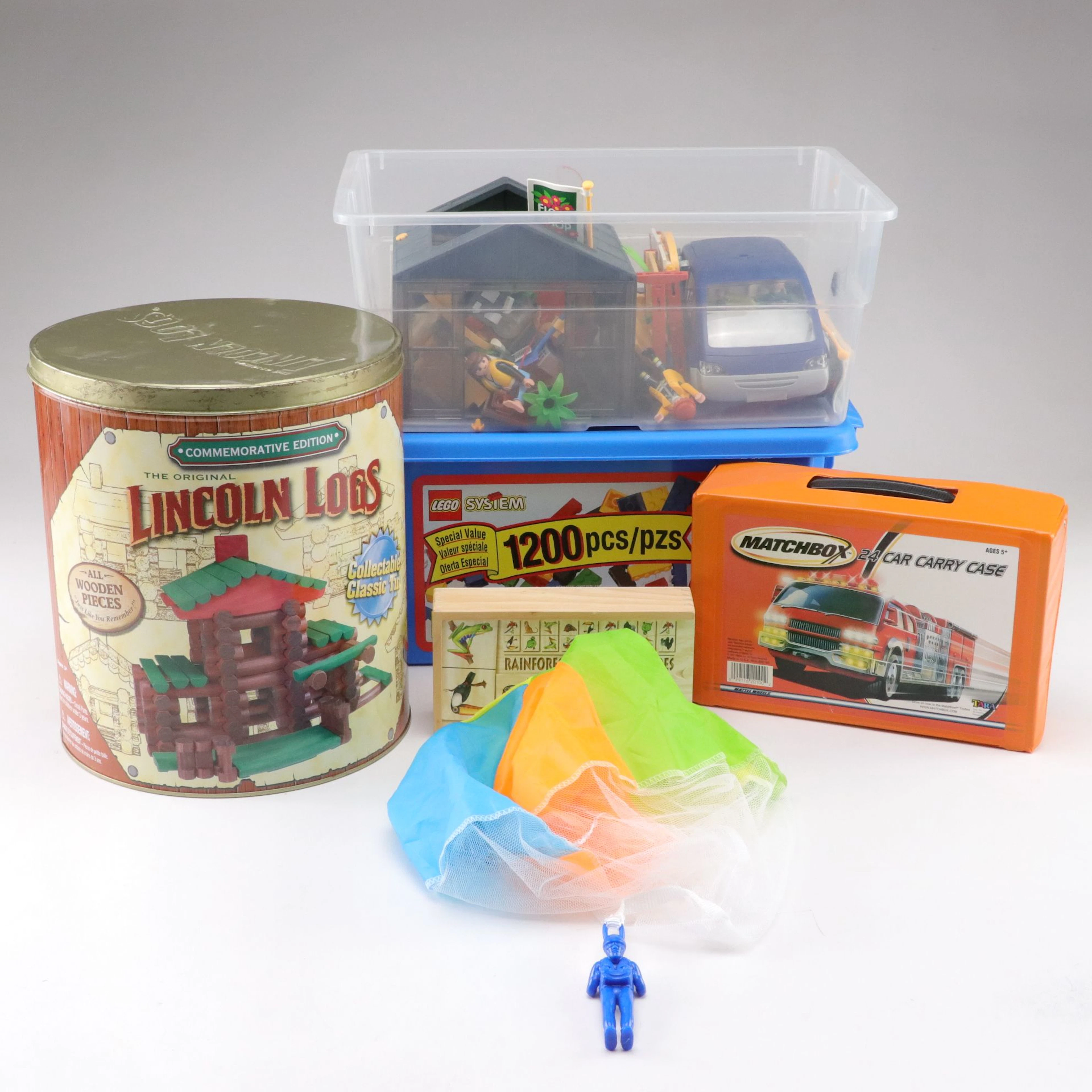 Lincoln Logs, LEGO Pieces, Playmobil, and More Toys