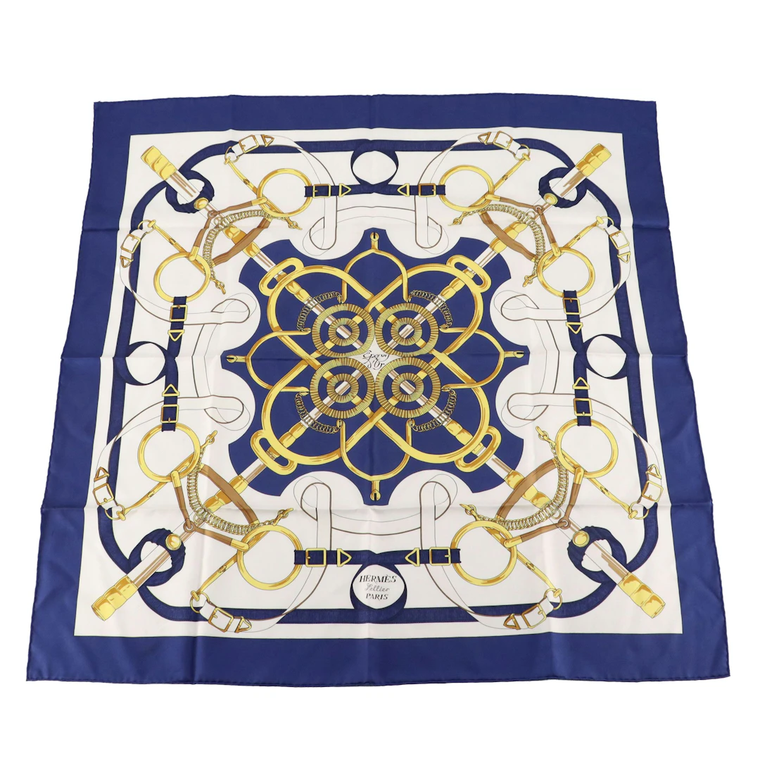 Hermès "Eperon d'Or" Scarf 90 in Silk Twill
