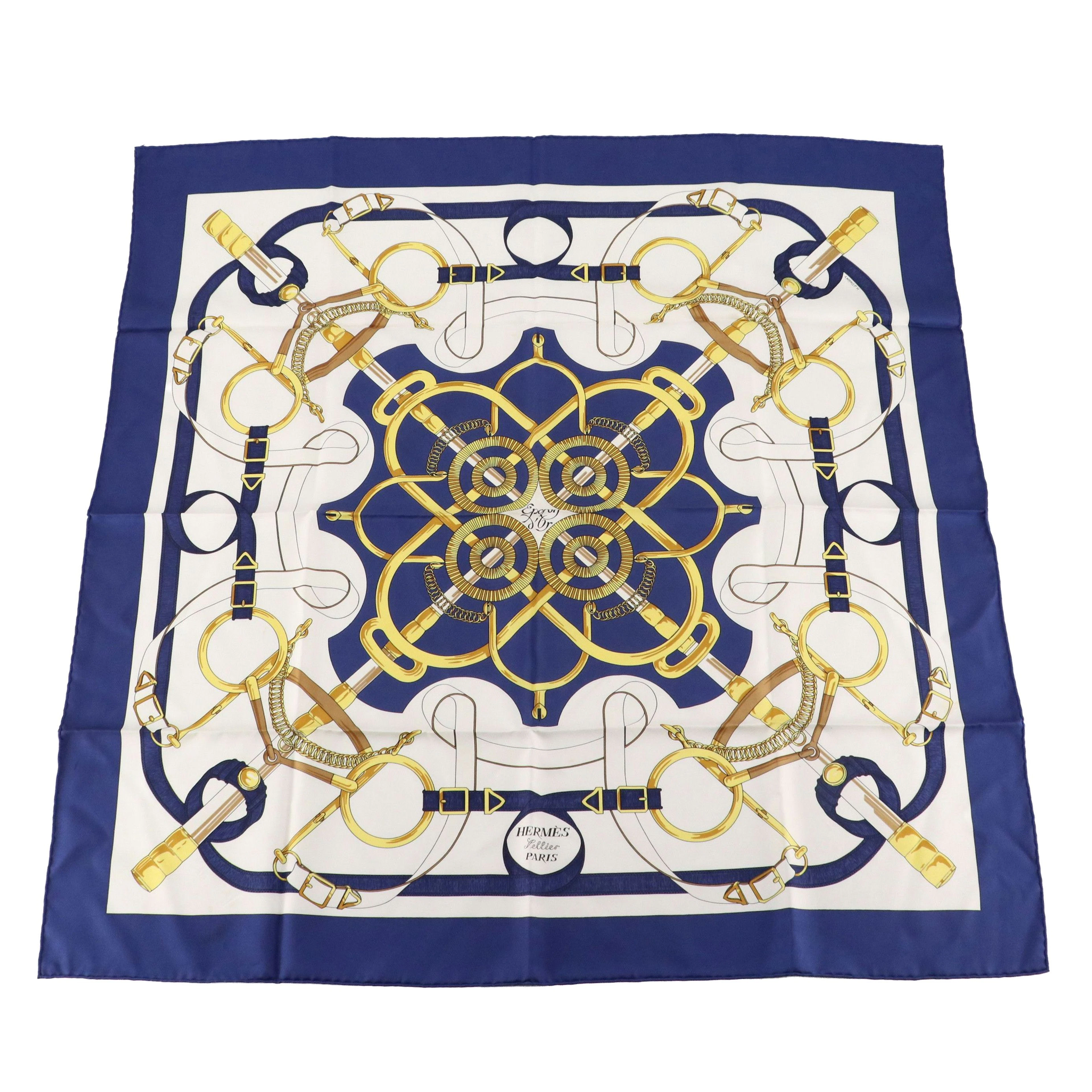 Hermès "Eperon d'Or" Scarf 90 in Silk Twill
