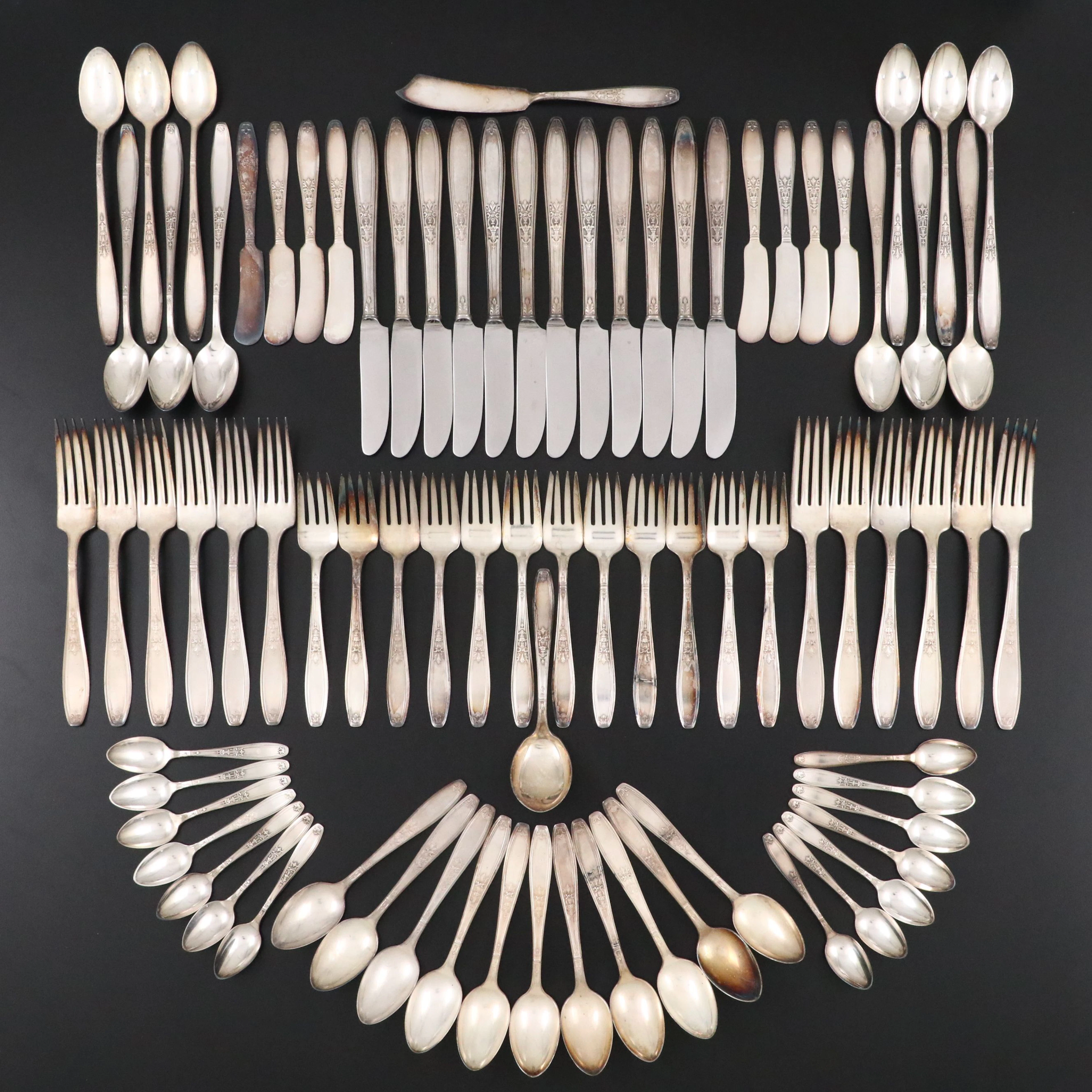 1847 Rogers Bros "Ambassador" Silver Plate Flatware, 20th Century