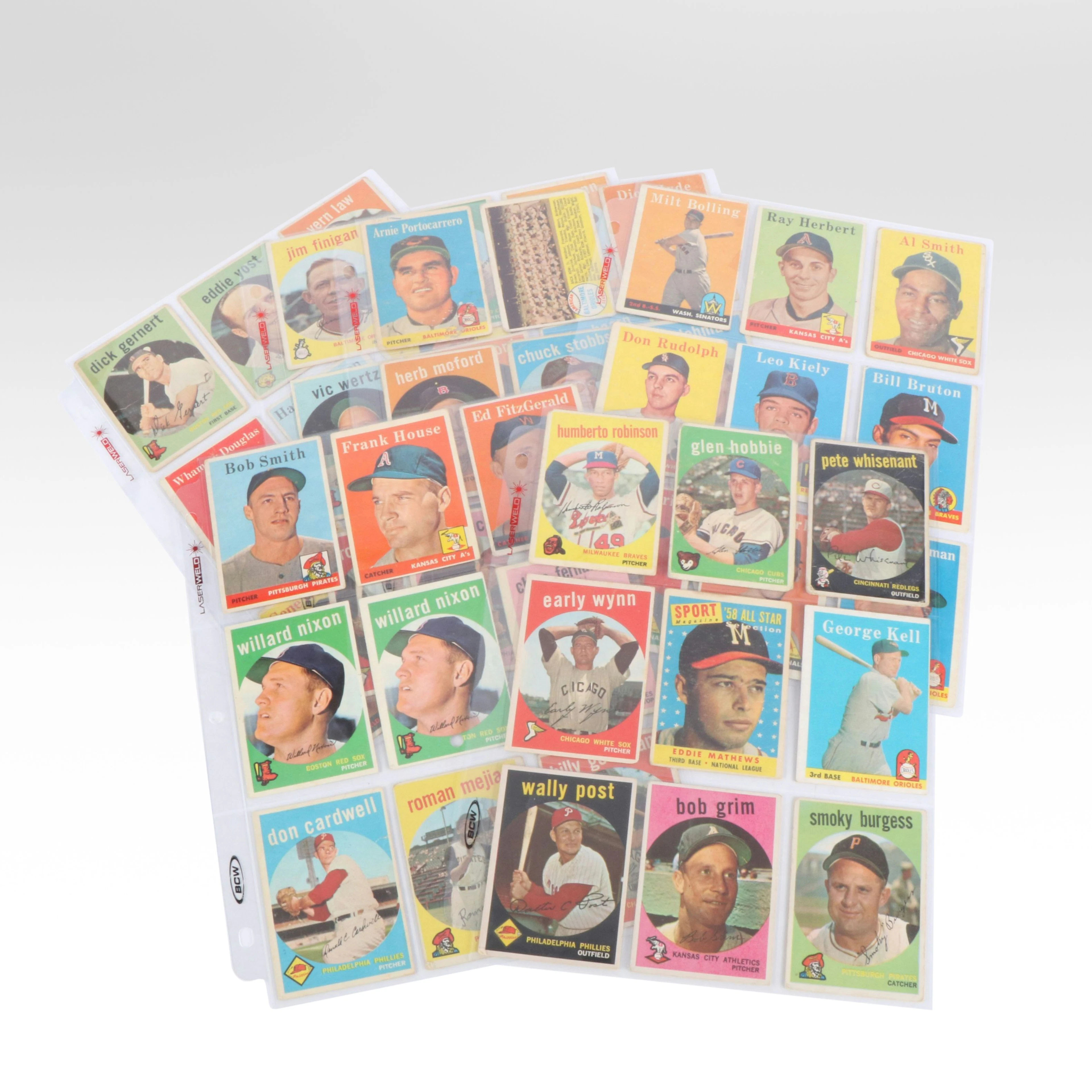 1950s Topps Baseball Cards with Eddie Mathews, Early Wynn, and George Kell