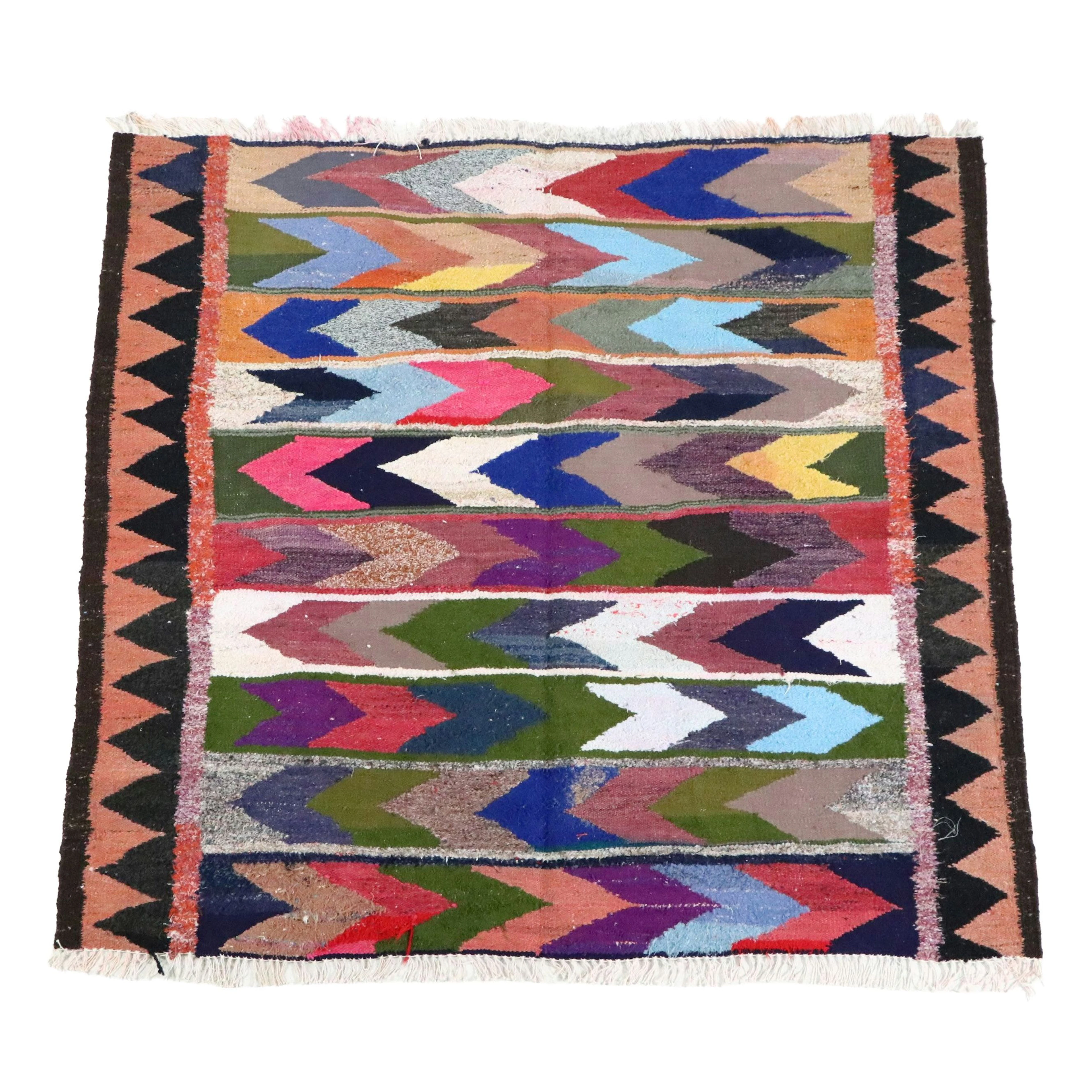 5'2 x 5'2 Handwoven Moroccan Boucherouite Area Rug
