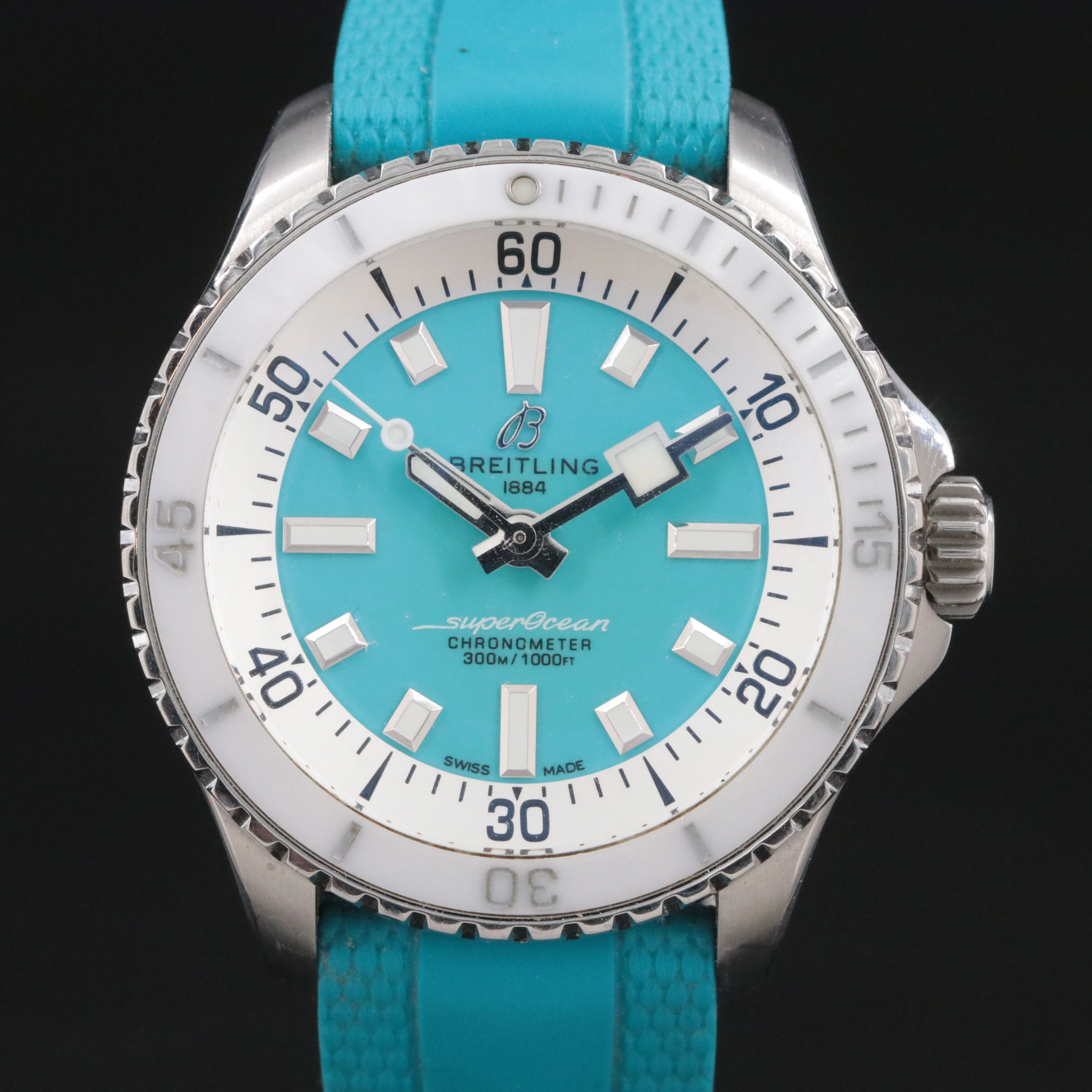Breitling Superocean Turquoise Dial and Band 300M Automatic 36mm Watch